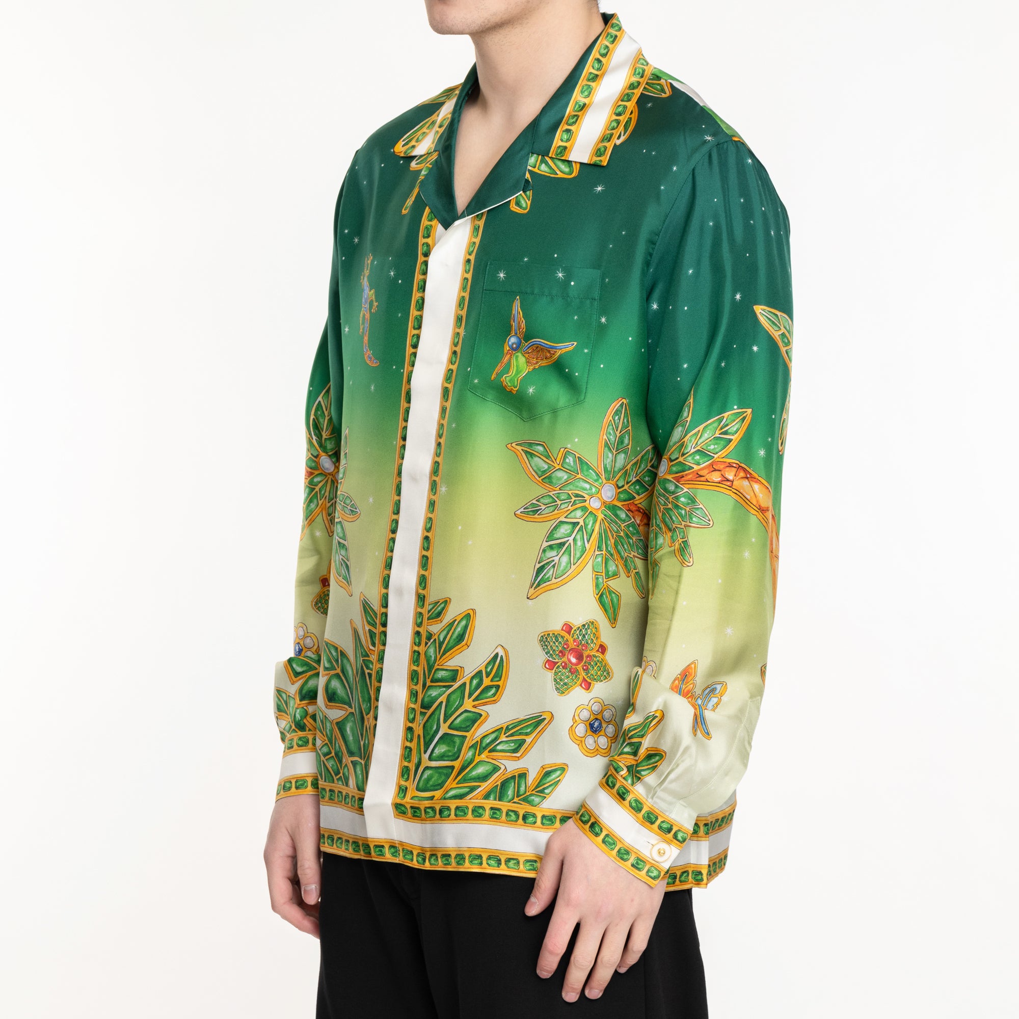 Casablanca Joyaux Dafrique LS Silk Shirt Green - 3