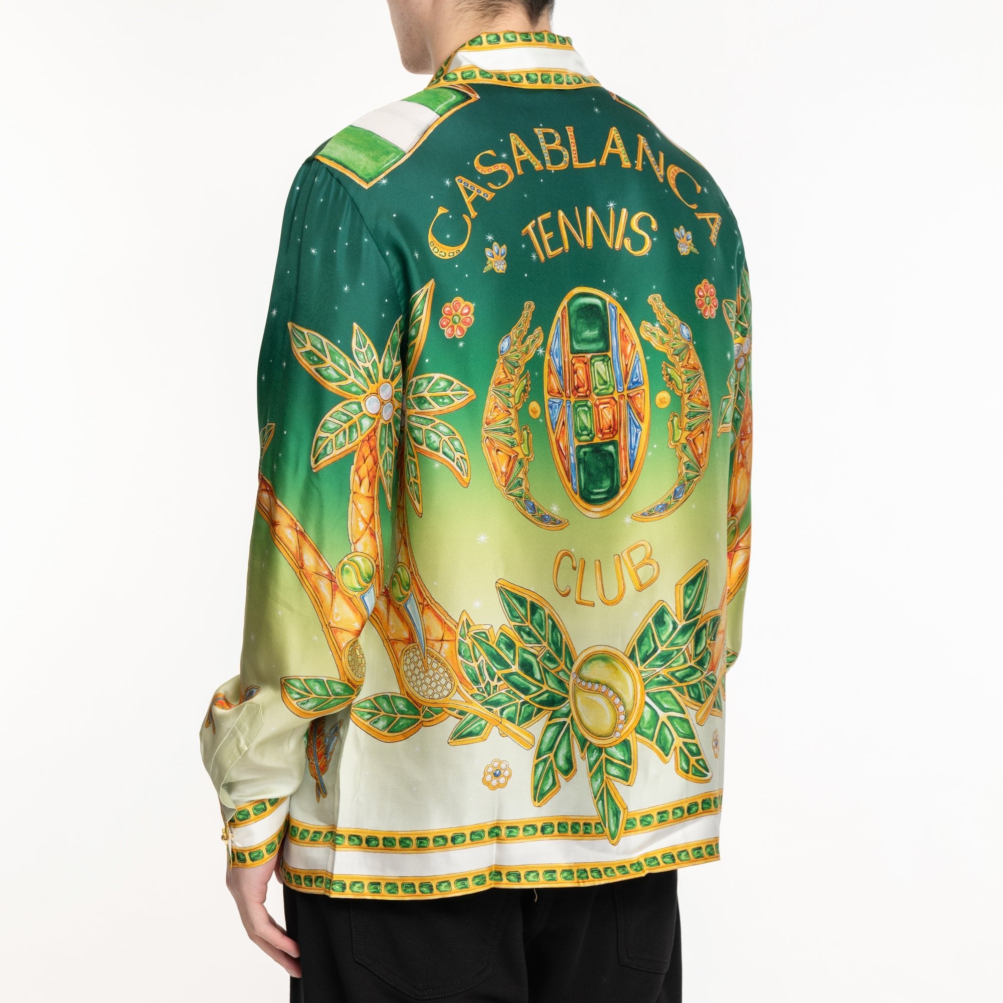 Casablanca Joyaux Dafrique LS Silk Shirt Green - 4