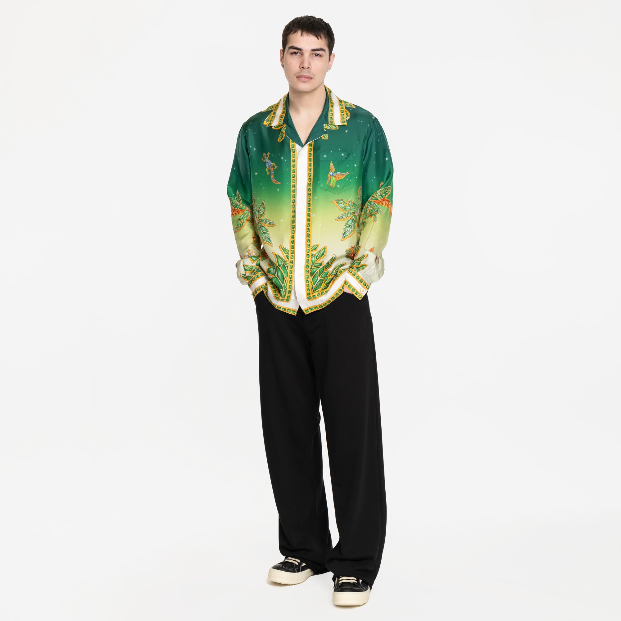 Casablanca Joyaux Dafrique LS Silk Shirt Green - 2
