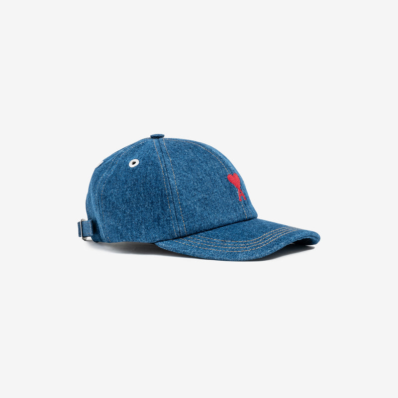 side view of the denim cap