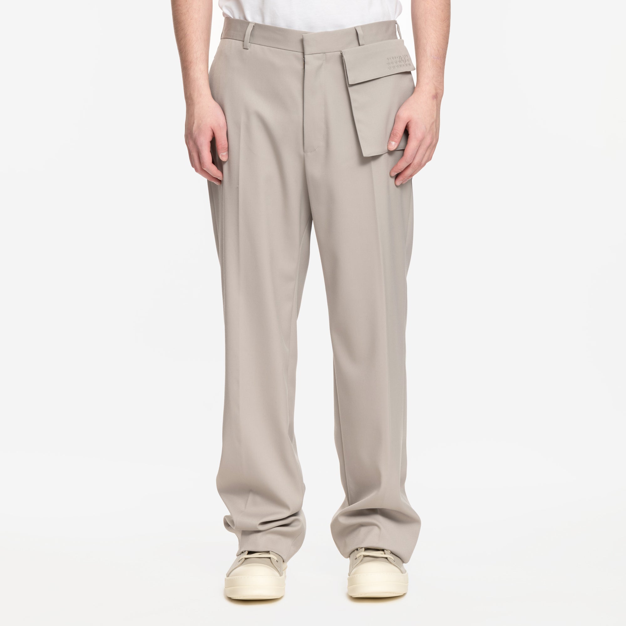 MM6 Wool Cargo Pocket Pants Taupe - 1