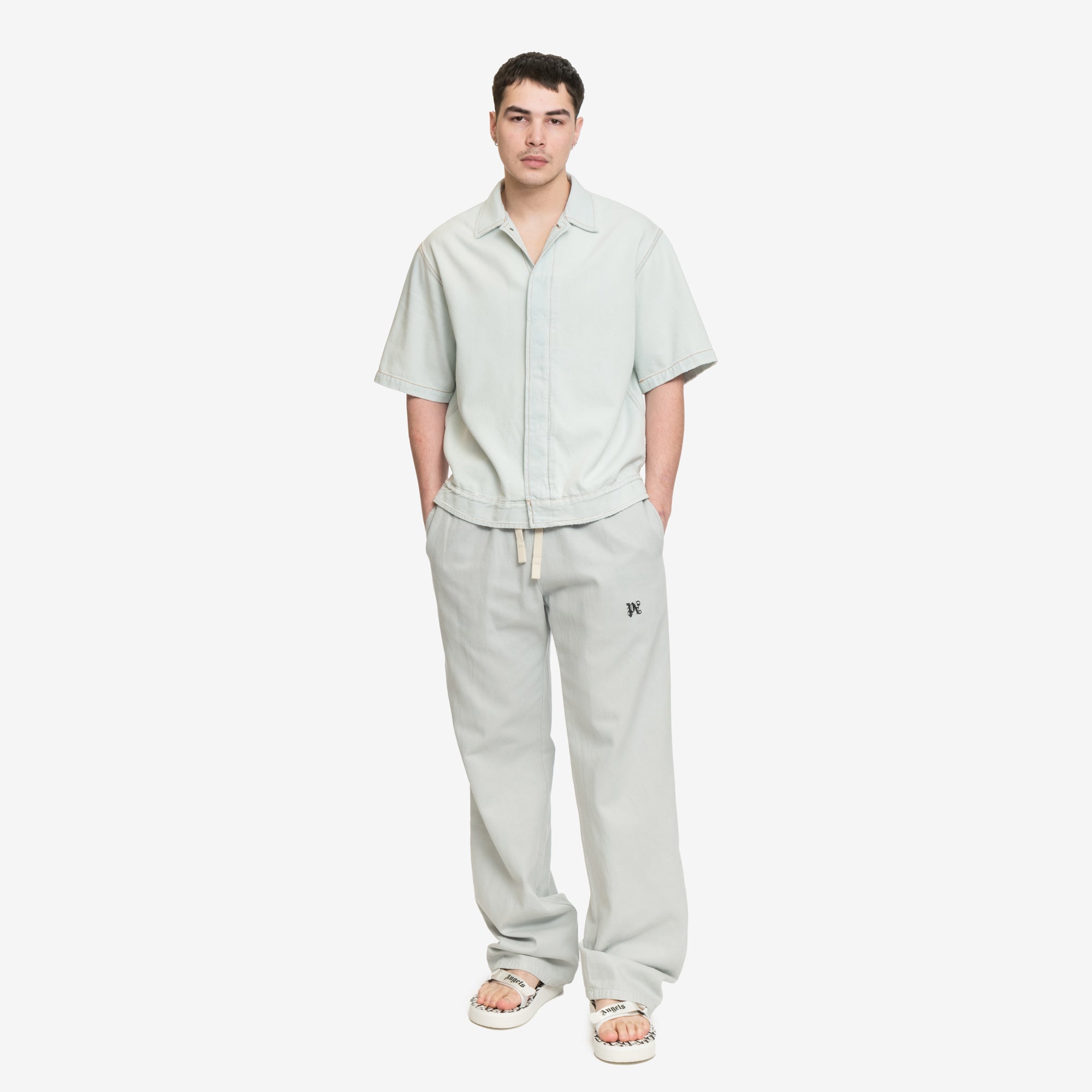 Palm Angels Monogram Travel Pants Light Grey - 2