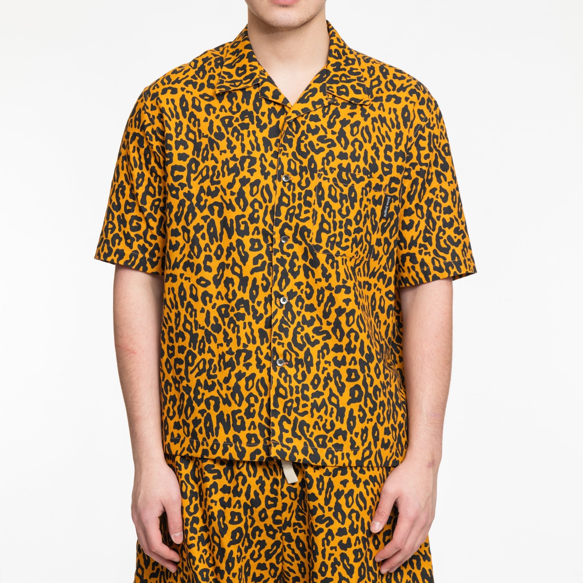 Palm Angels Cheetah Bowling Shirt Orange - 1