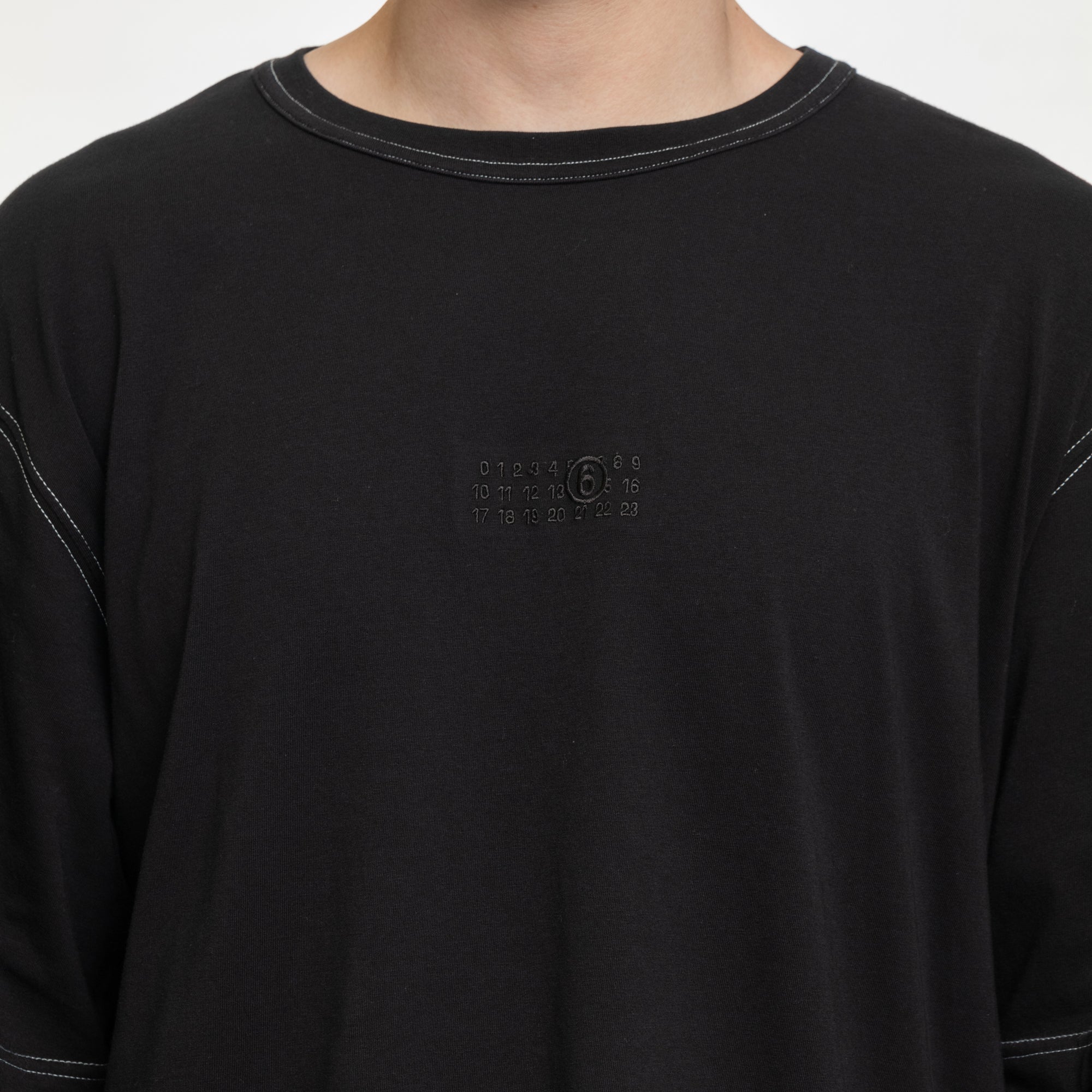 MM6 Contrast Stitch Double LS T-Shirt Black - 5