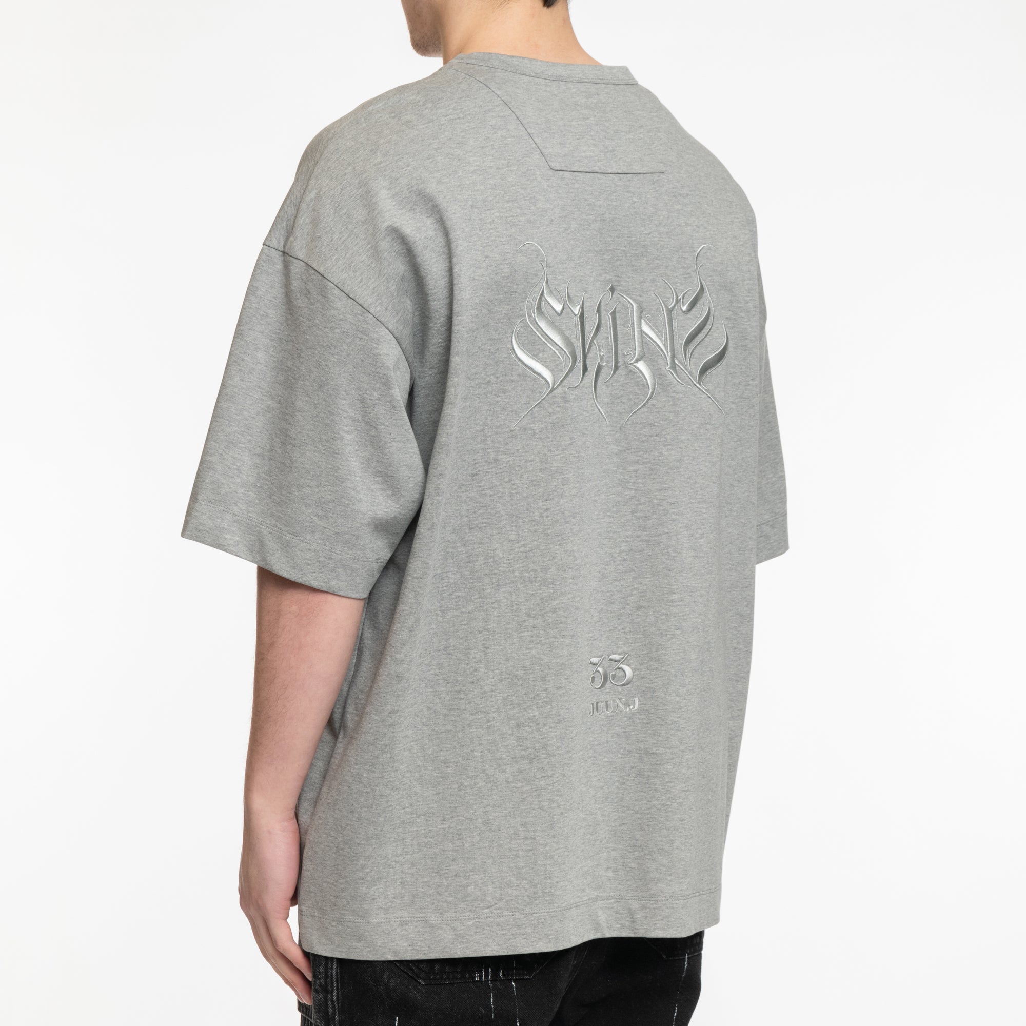 Juun.J Silver Graphic Semi - Over T-Shirt Grey - 4