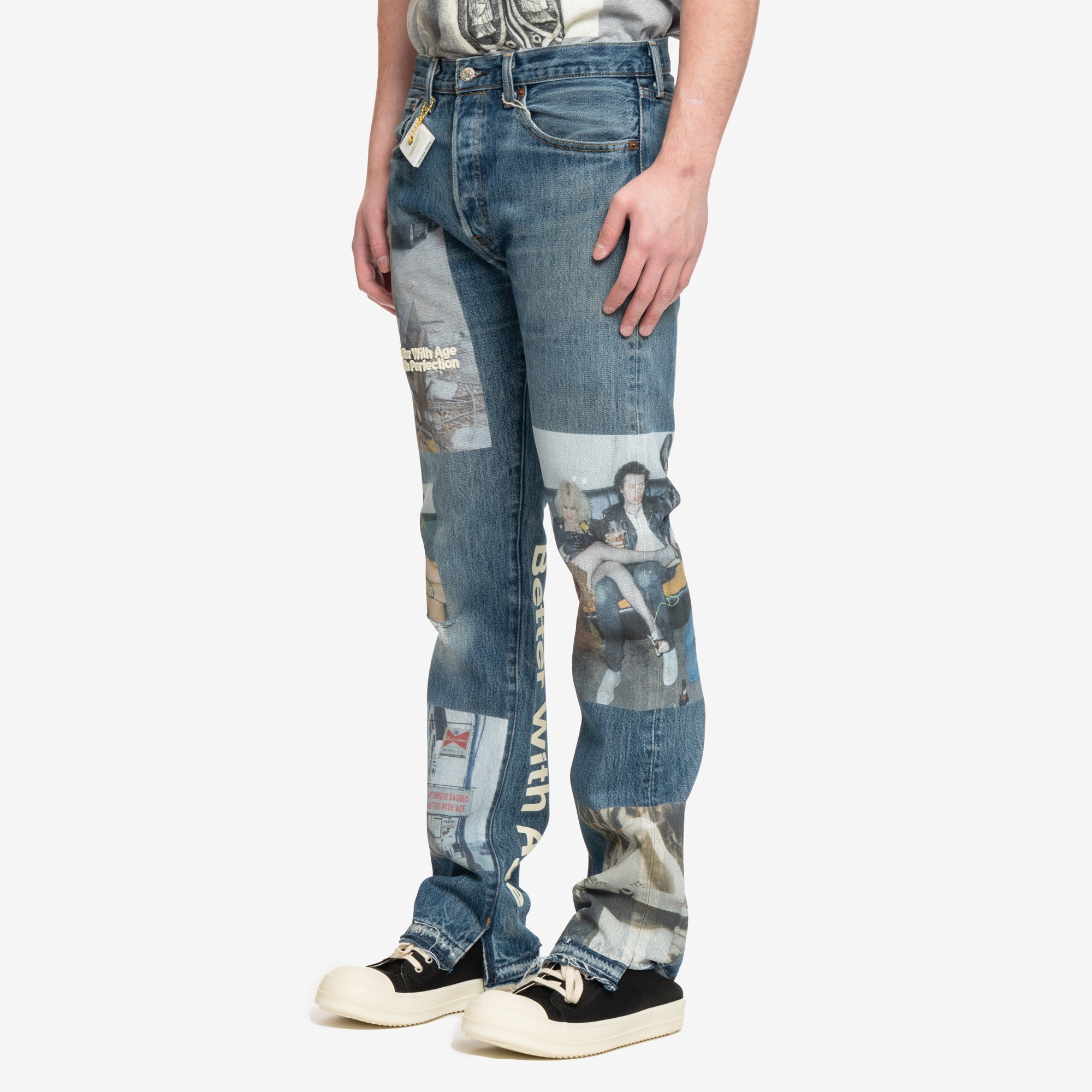 Better With Age Tabloid Denim Jeans Blue - 3