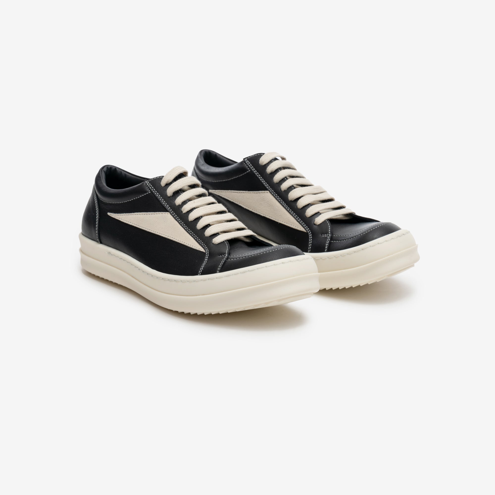 Rick Owens Vintage Leather Sneakers Black/Milk/Milk - 1