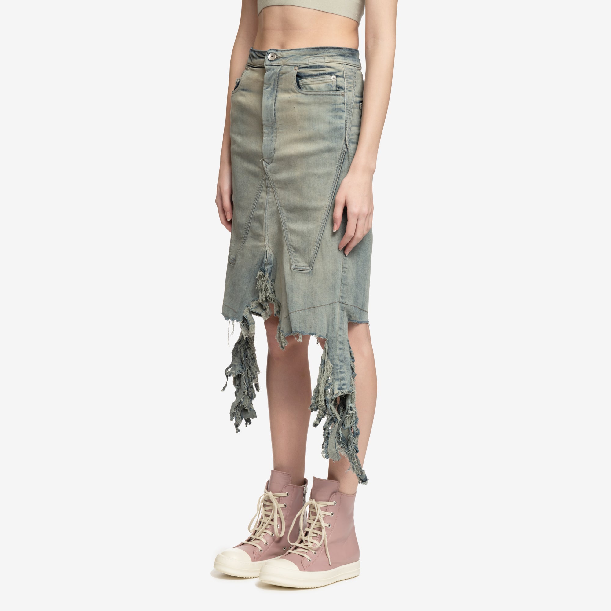 Rick Owens DRKSHDW Womens Slivered Skirt Sky - 3