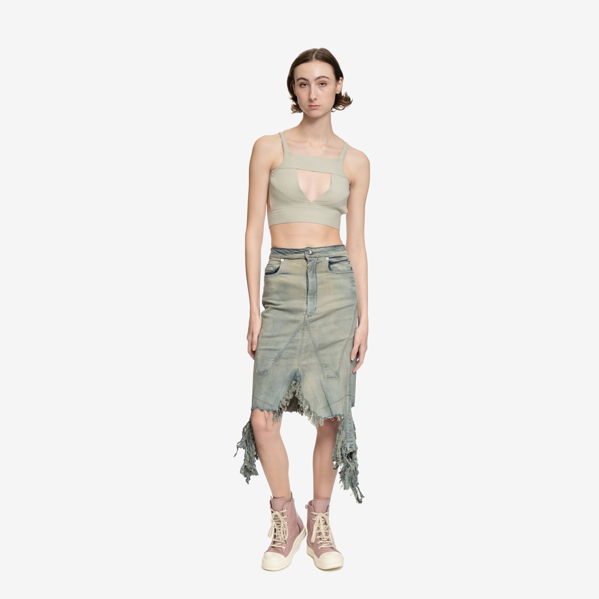 Rick Owens DRKSHDW Womens Slivered Skirt Sky - 2
