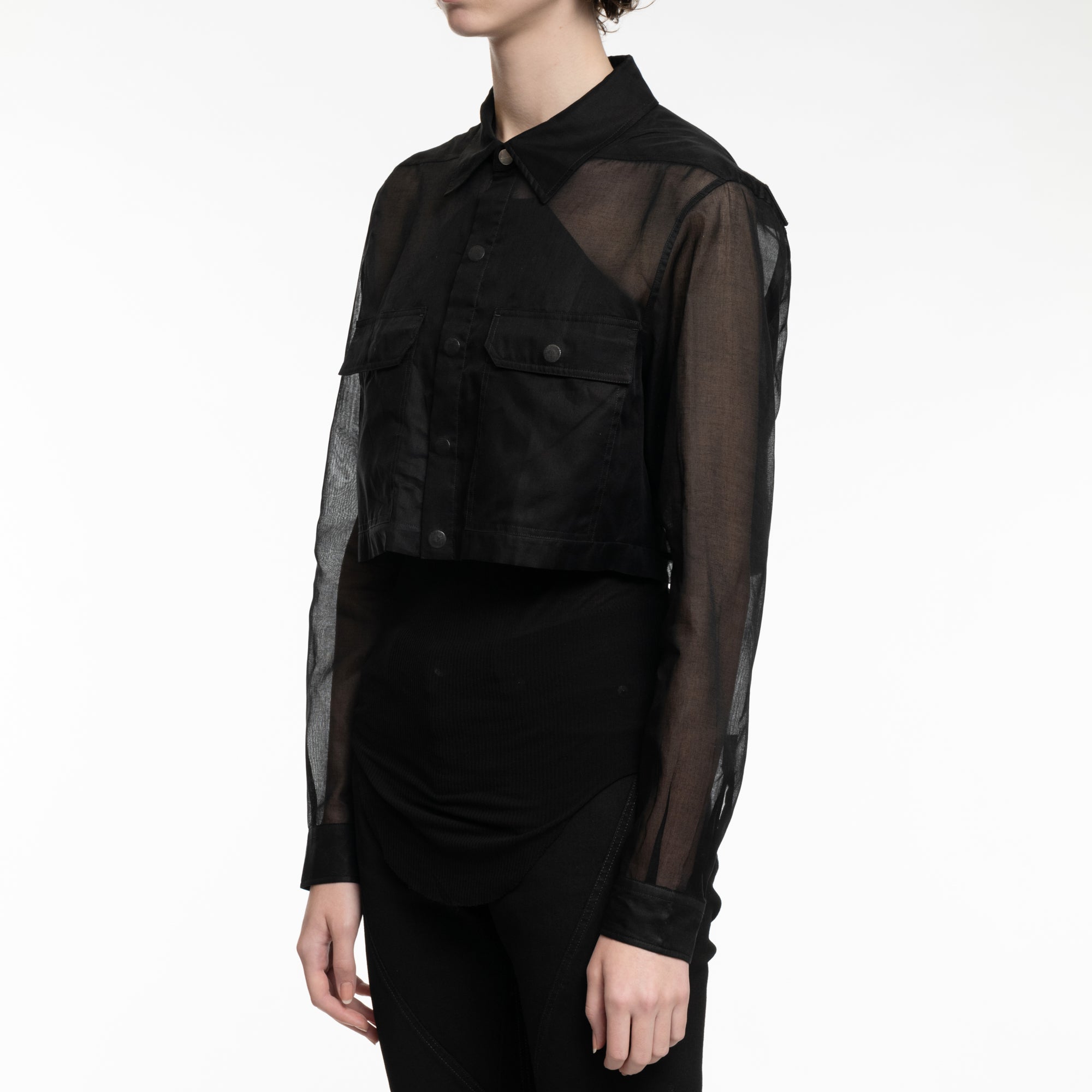 Rick Owens Womens Cropped Outershirt Black - 3