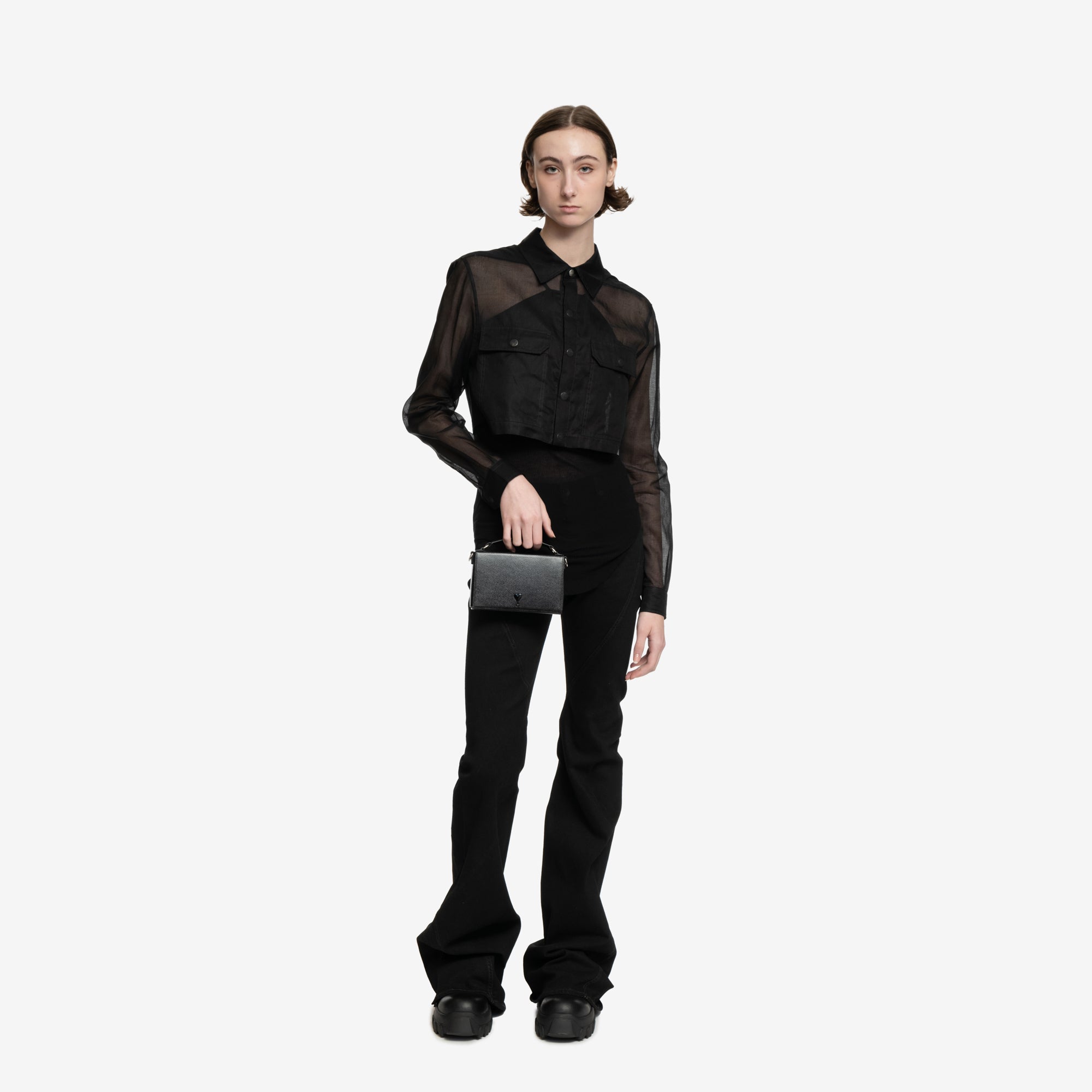 Rick Owens Womens Cropped Outershirt Black - 2