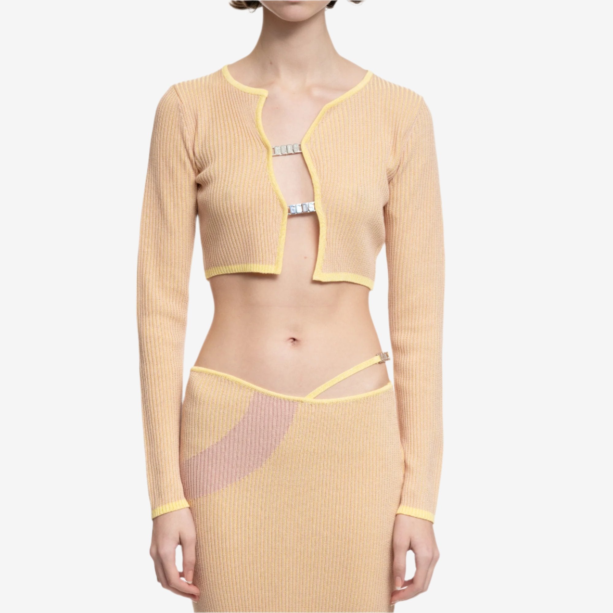GCDS Womens Comma Knit Mini Cardigan Candy Rose - 1