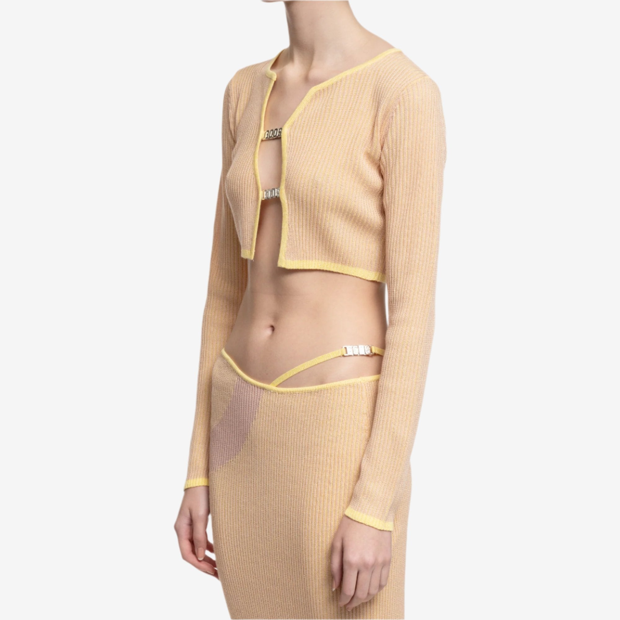 GCDS Womens Comma Knit Mini Cardigan Candy Rose - 3