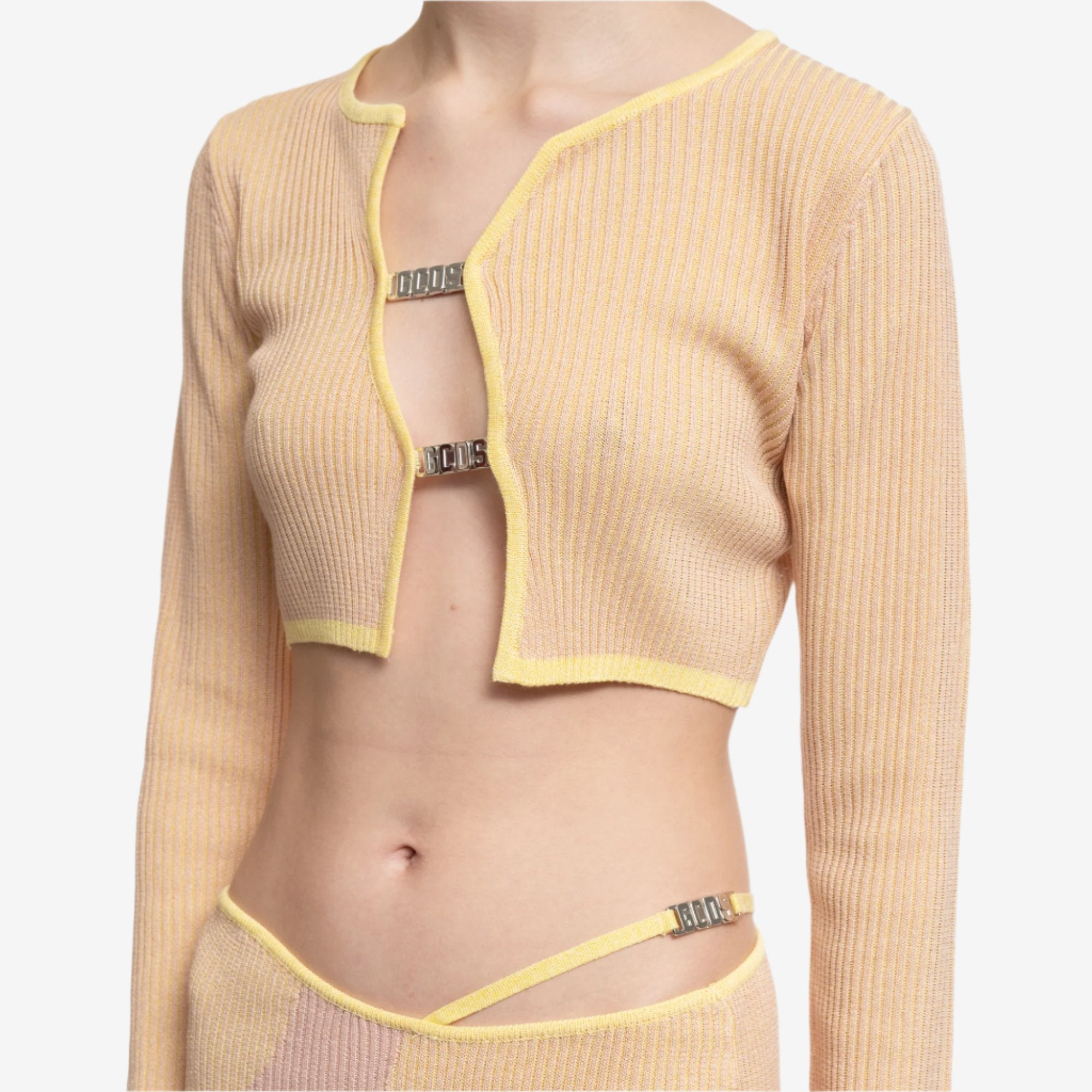 GCDS Womens Comma Knit Mini Cardigan Candy Rose - 5