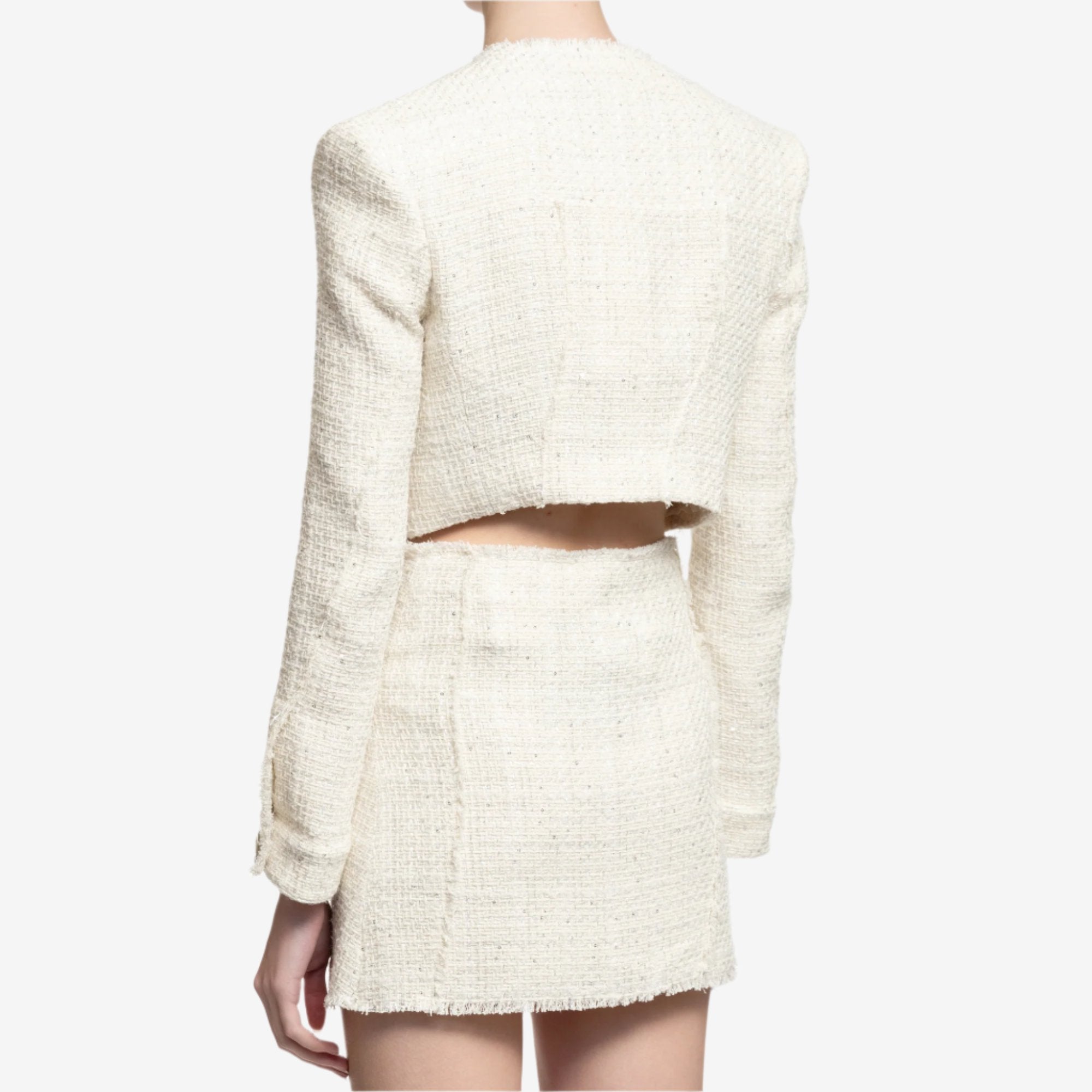 GCDS Womens Tweed Jacket Off White - 4