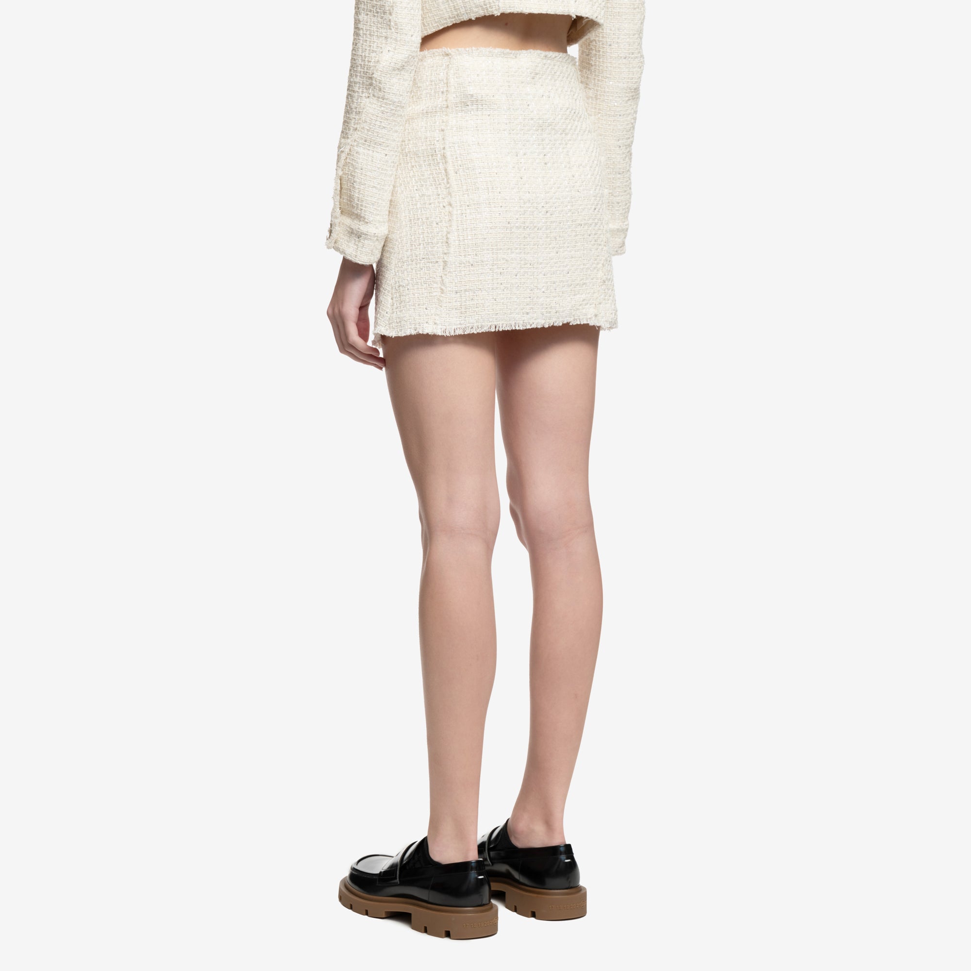 GCDS Womens Tweed Mini Skirt Off White - 4