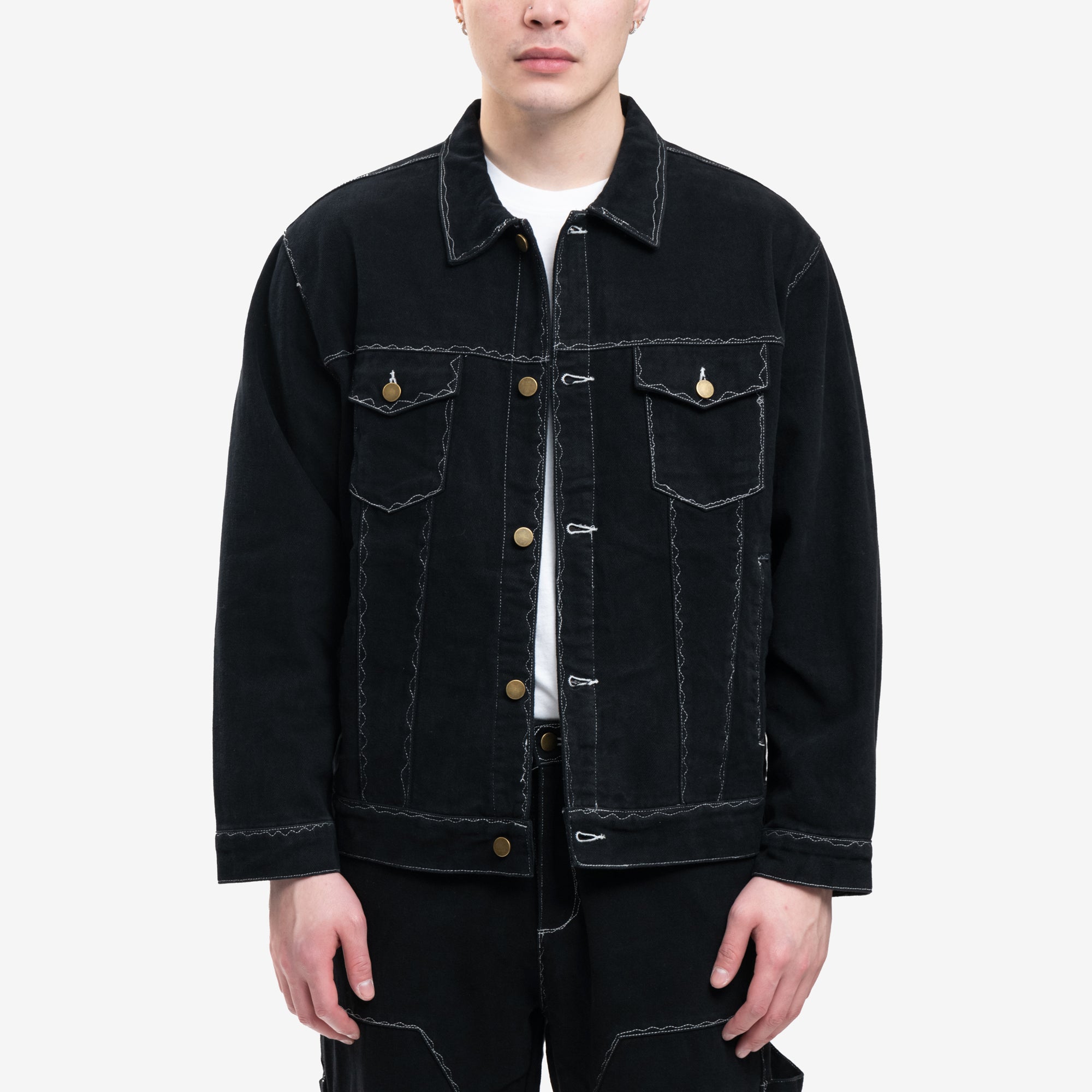 KidSuper Messy Stitched Work Jacket Black - 1
