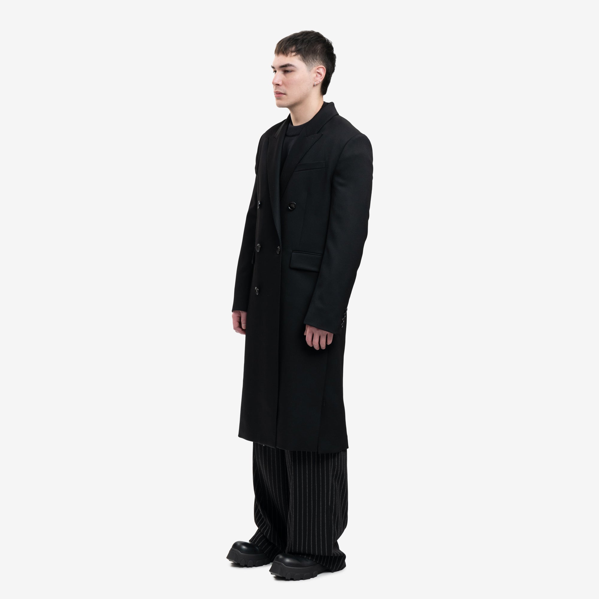 AMI Double Breasted Coat Black - 3