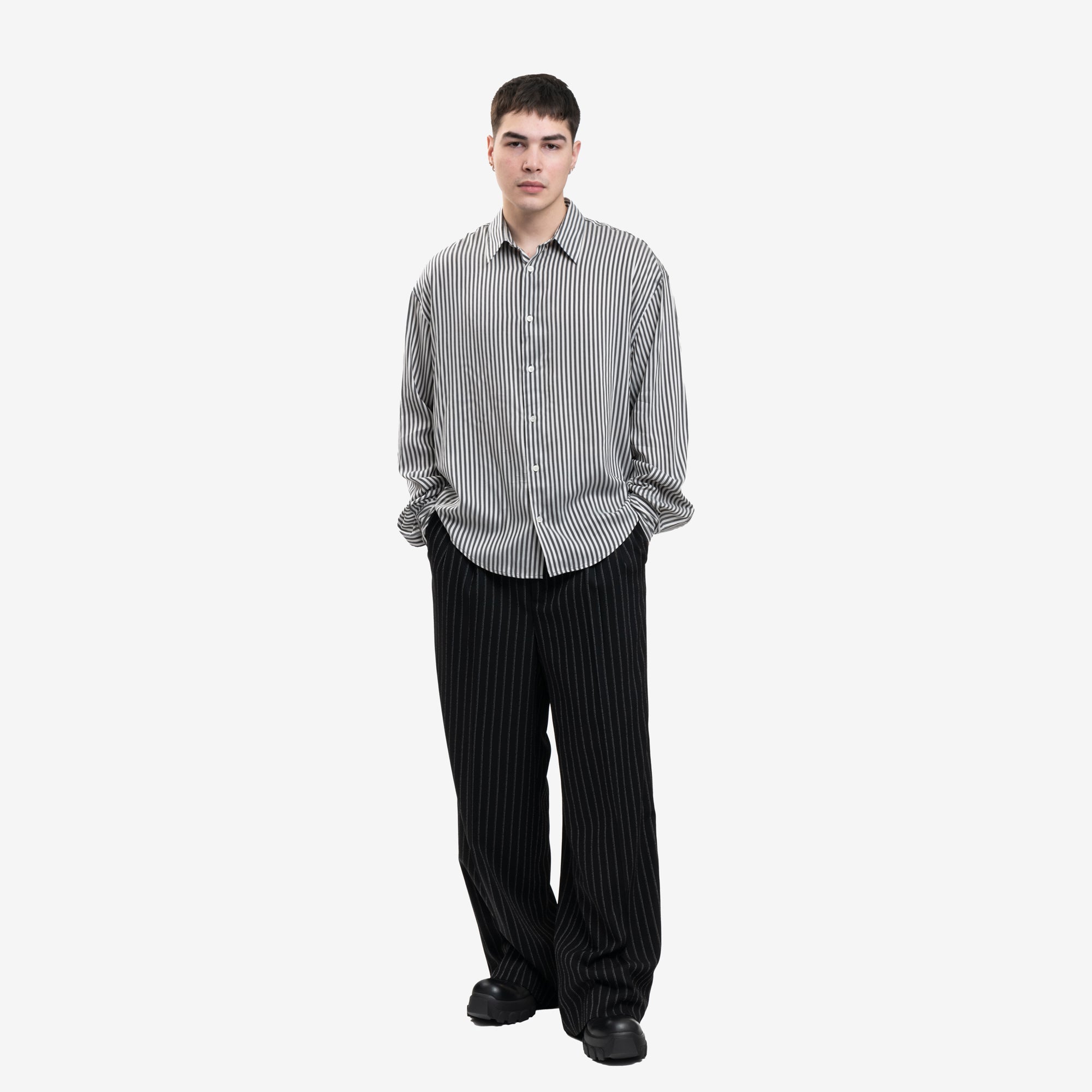 AMI Boxy Fit Shirt Chalk Black - 2