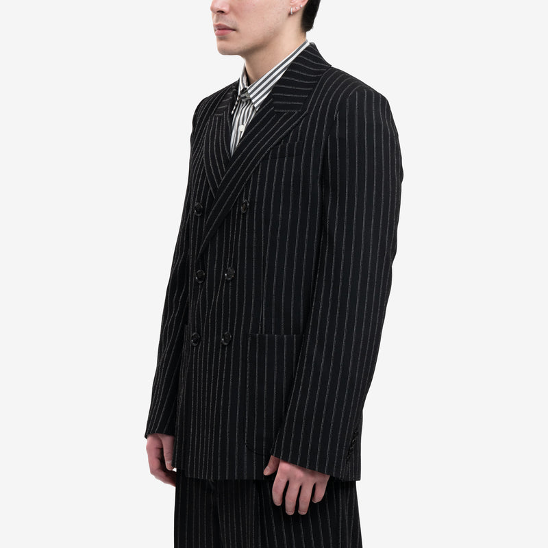 Double Breasted Stripe Wool Jacket