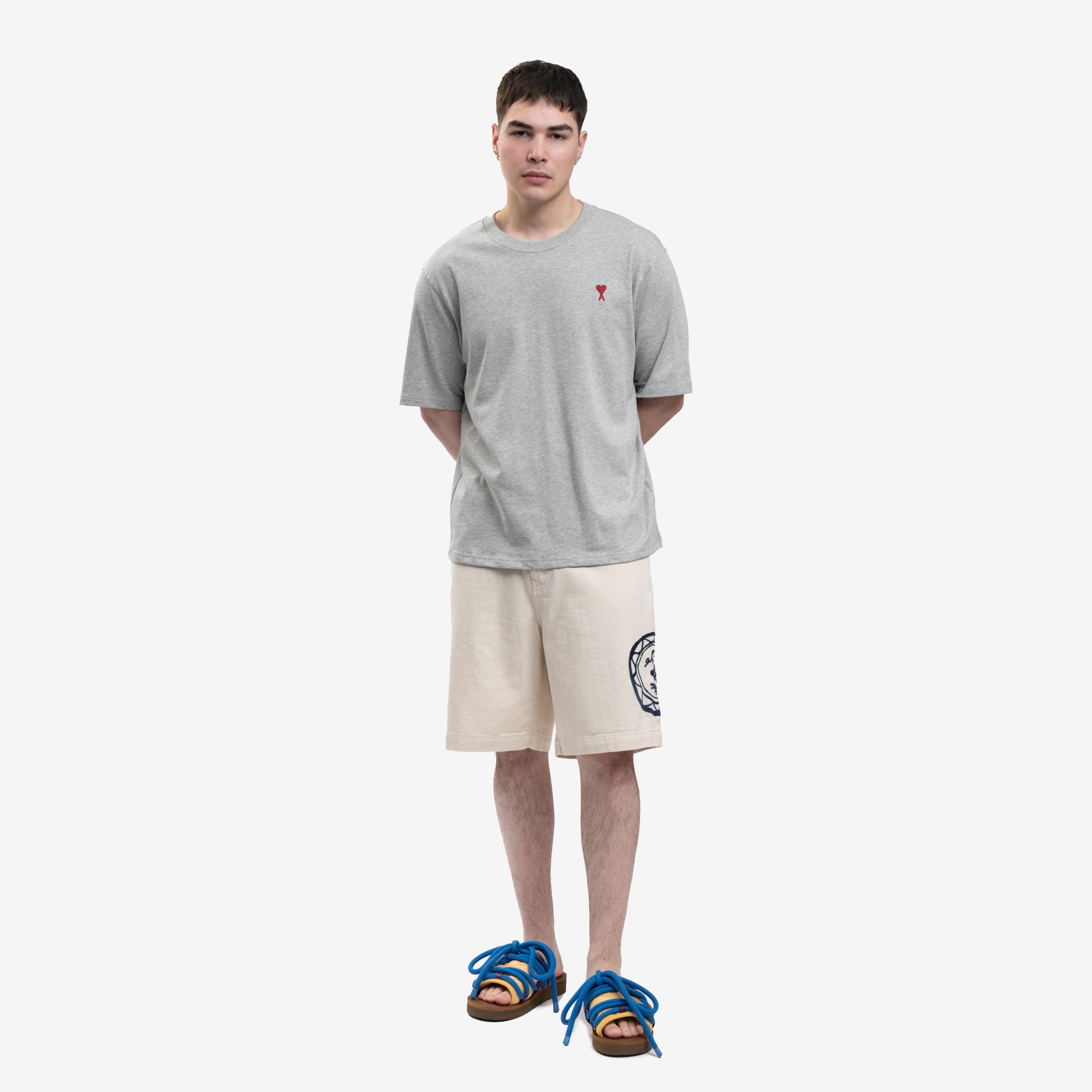 AMI Red Ami de Coeur Grey T-Shirt Heather Ash Grey - 2