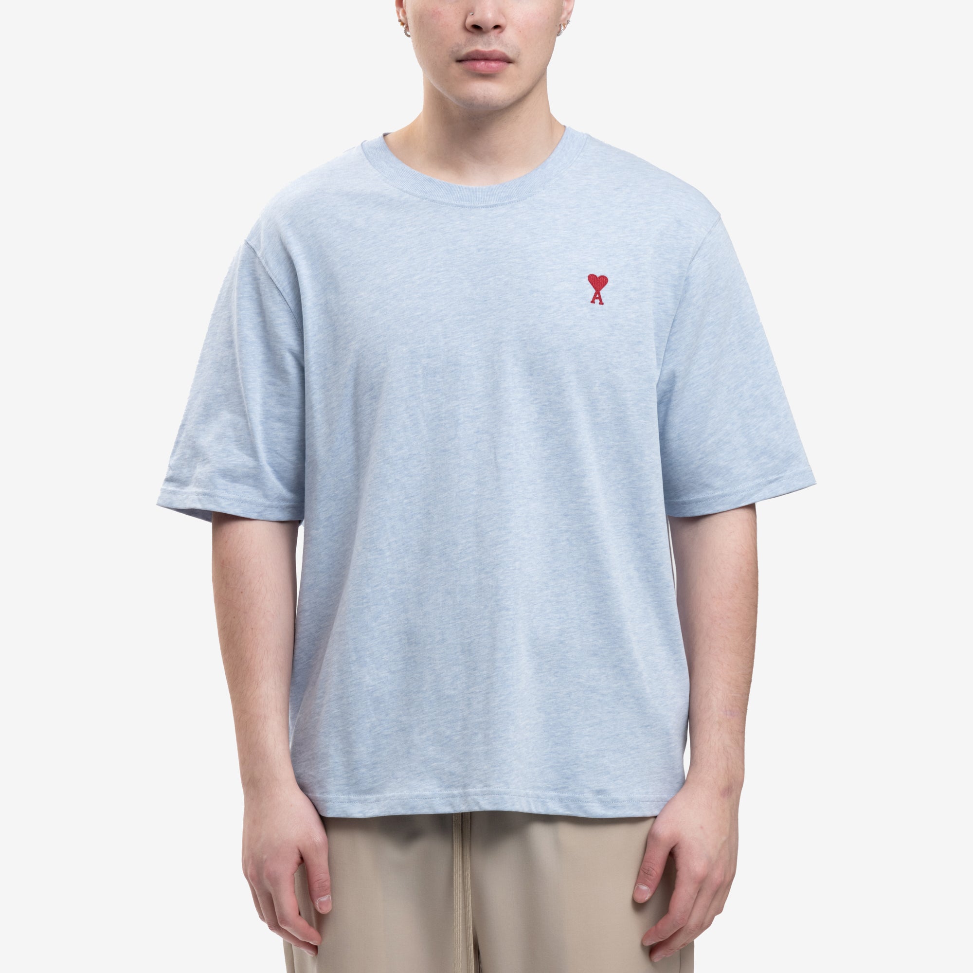 AMI Red Ami de Coeur Blue T-Shirt Heather Cashmere Blue - 1