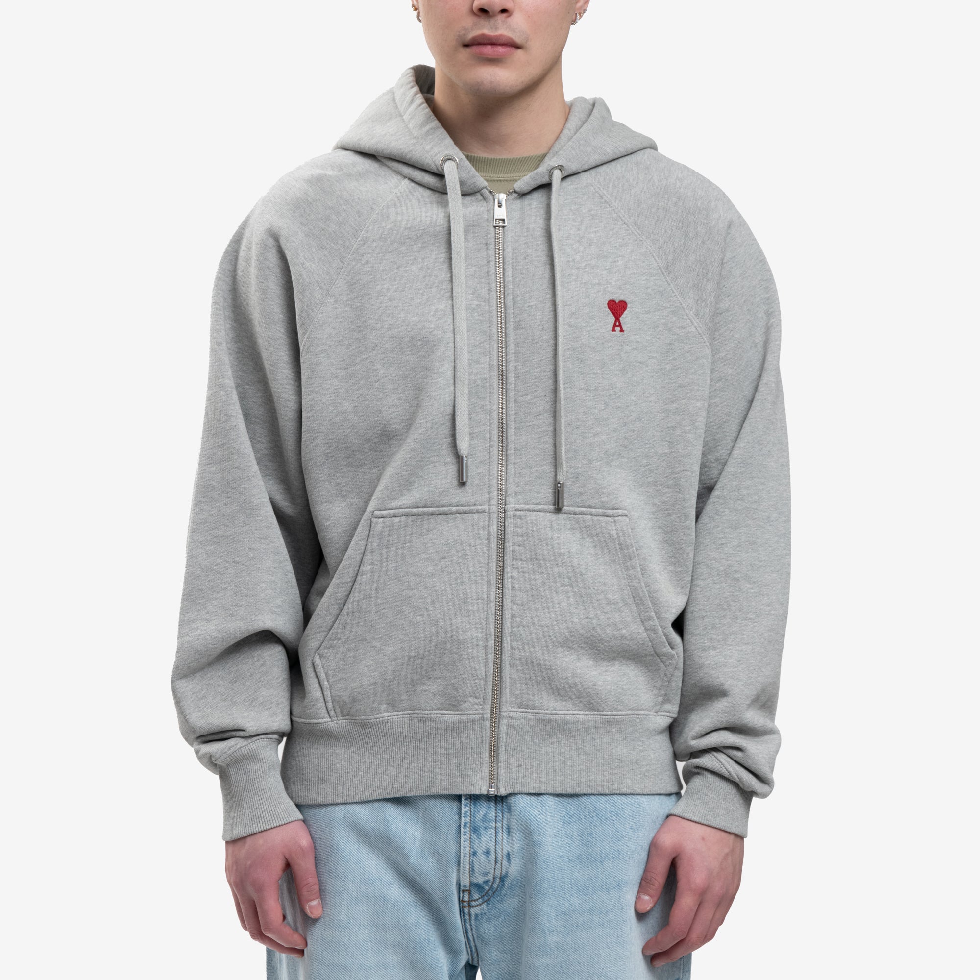 AMI ADC Zip Hoody Heather Ash Grey - 1