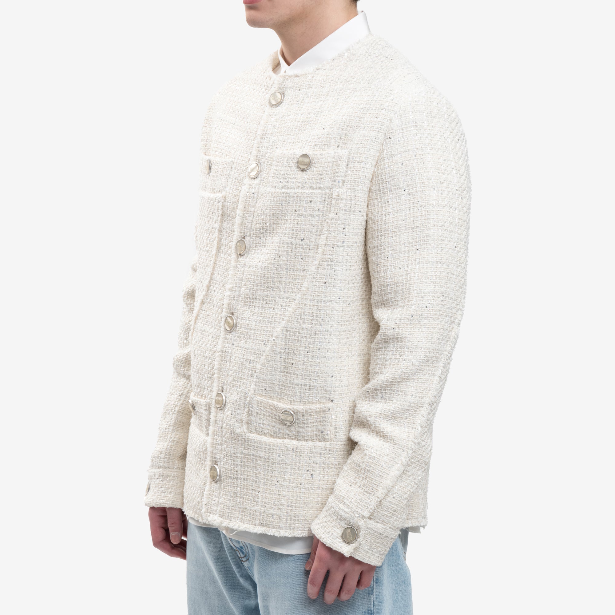 GCDS Tweed Jacket Off White - 3
