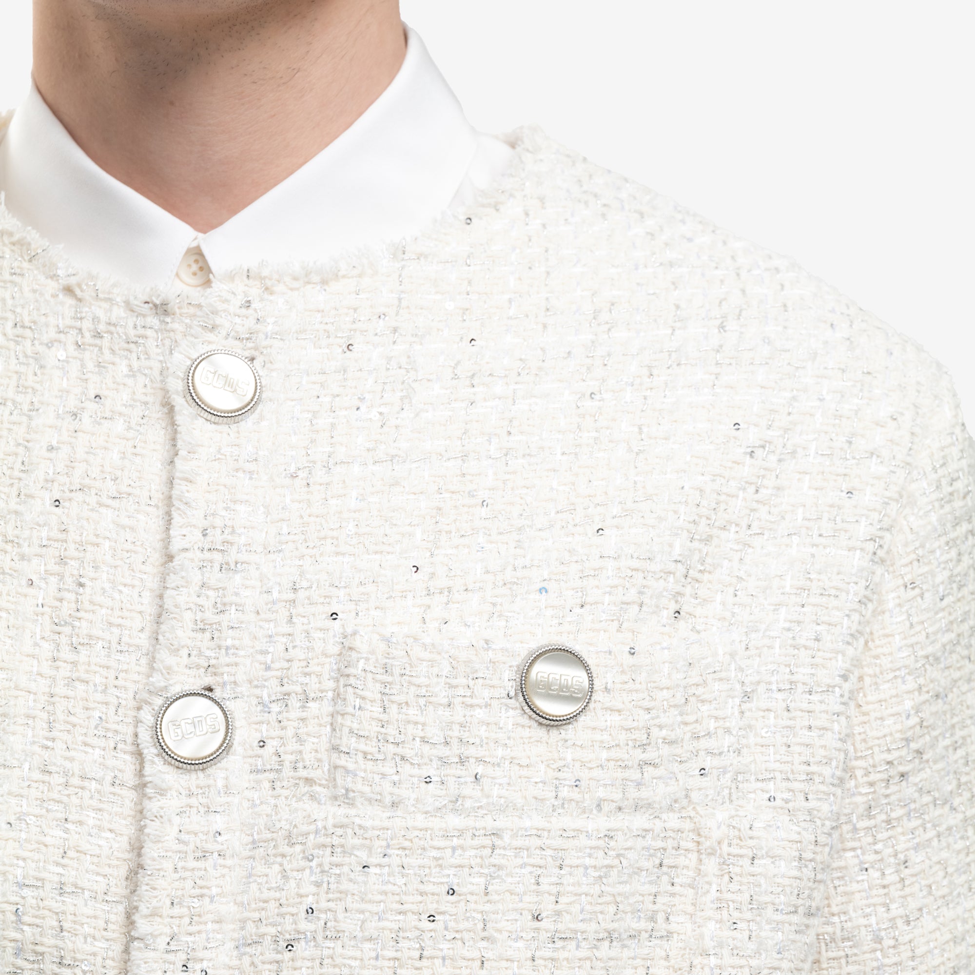 GCDS Tweed Jacket Off White - 5