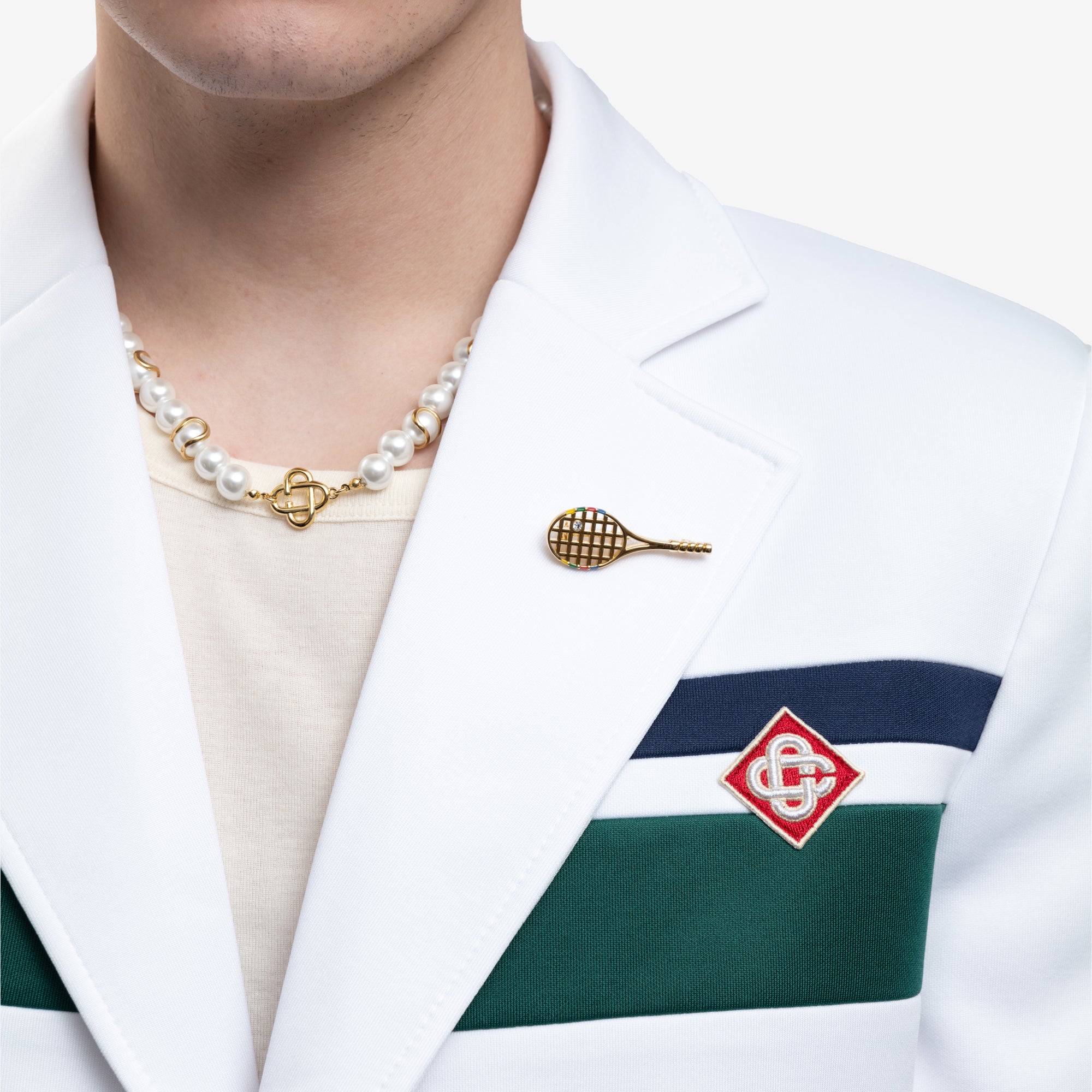 Casablanca Gold Plated Tennis Racket Brooch Gold - 2