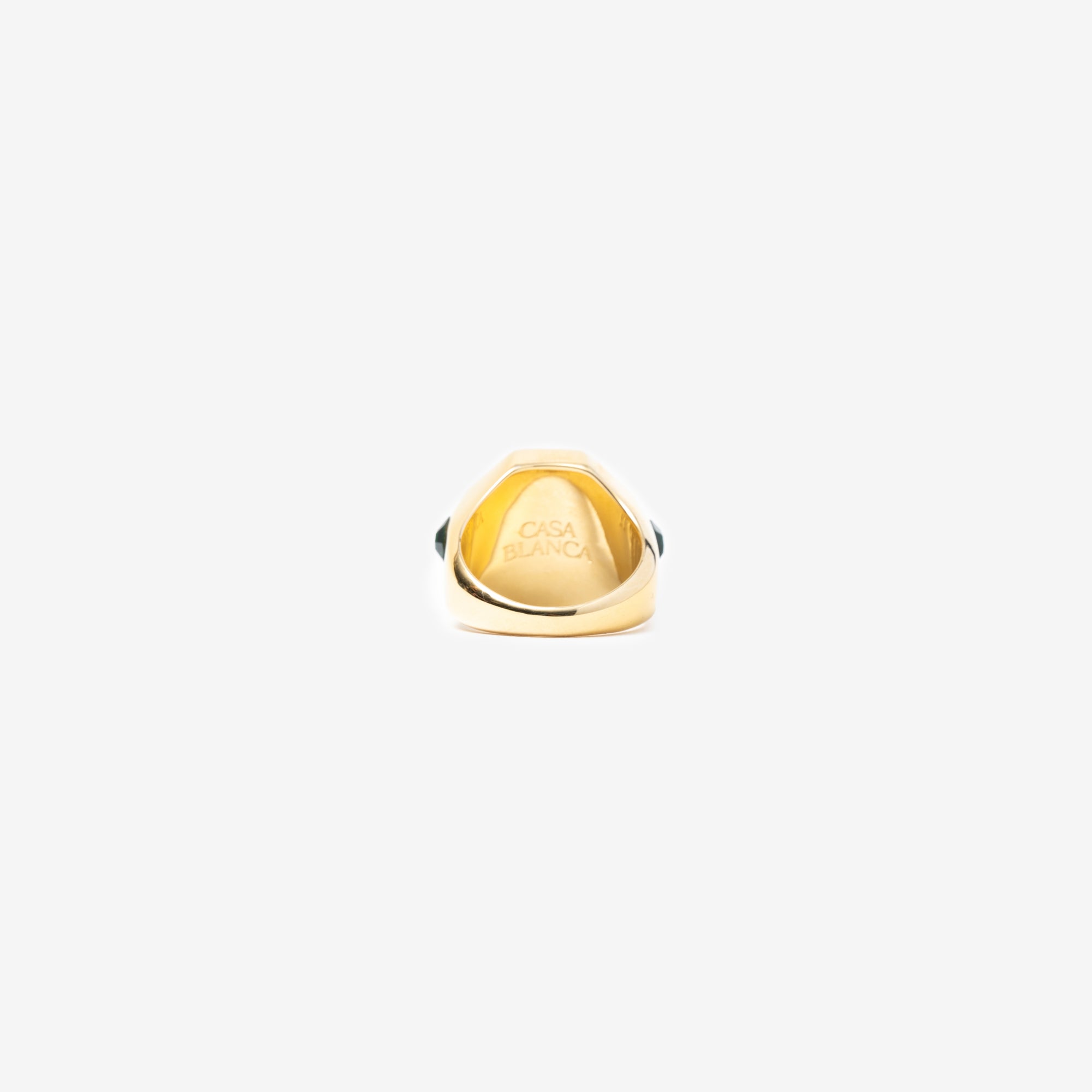 Casablanca Gold Plated Monogram Ring Green - 4