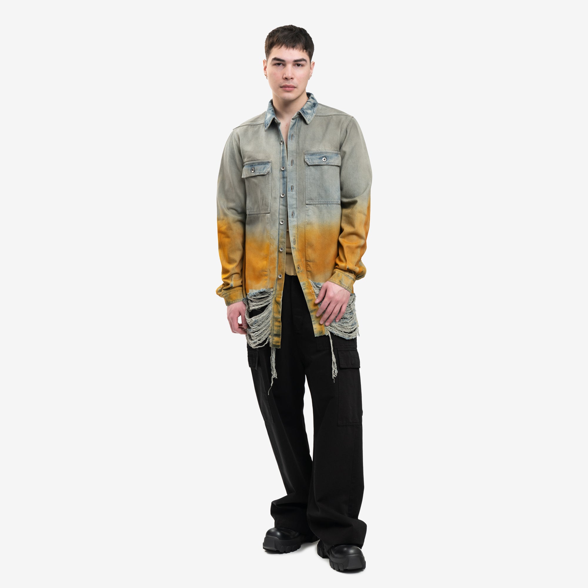 Rick Owens DRKSHDW Degrade Denim Outershirt Sky/Orange Degrade - 2