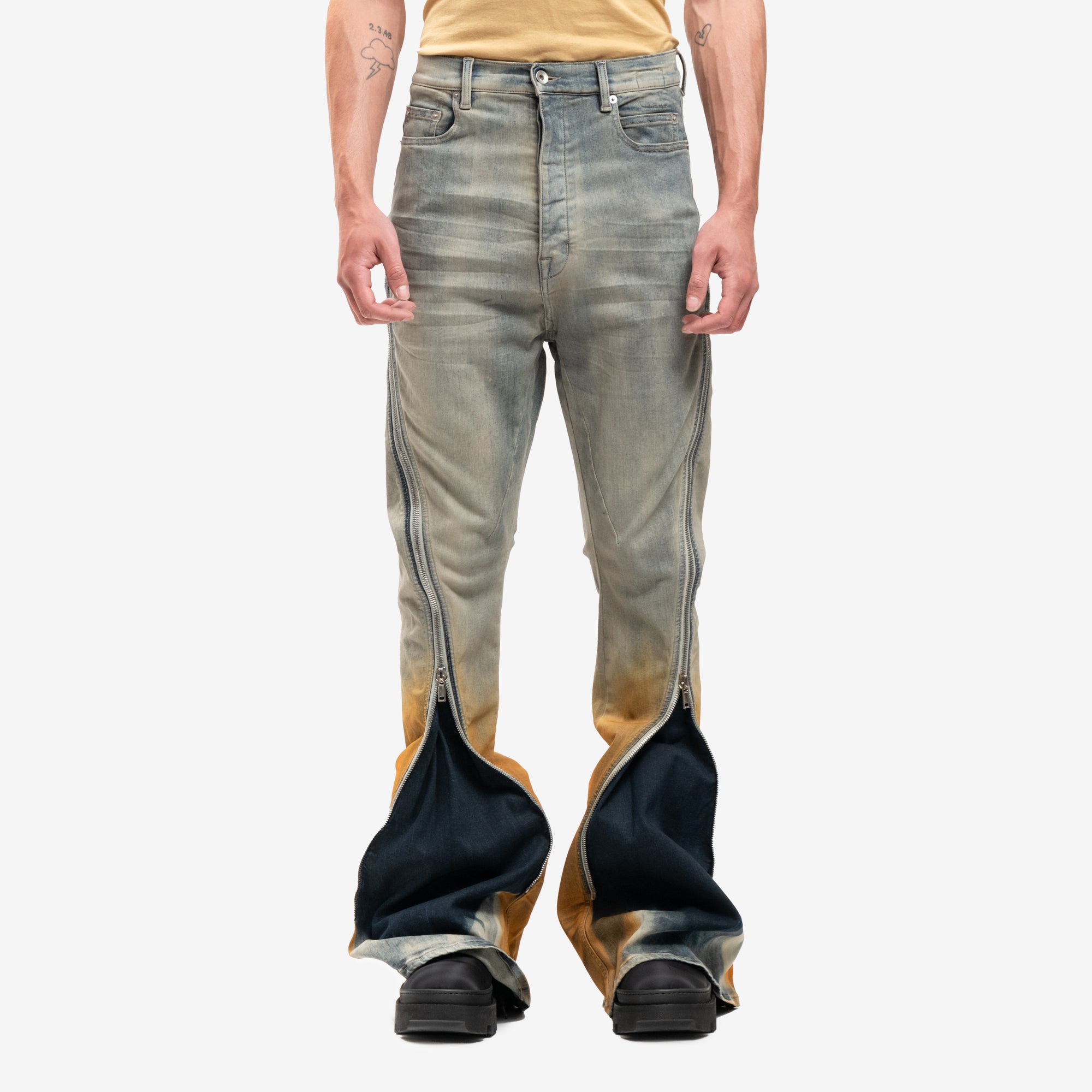 Rick Owens DRKSHDW Bolan Banana Denim Pants Sky Orange - 1