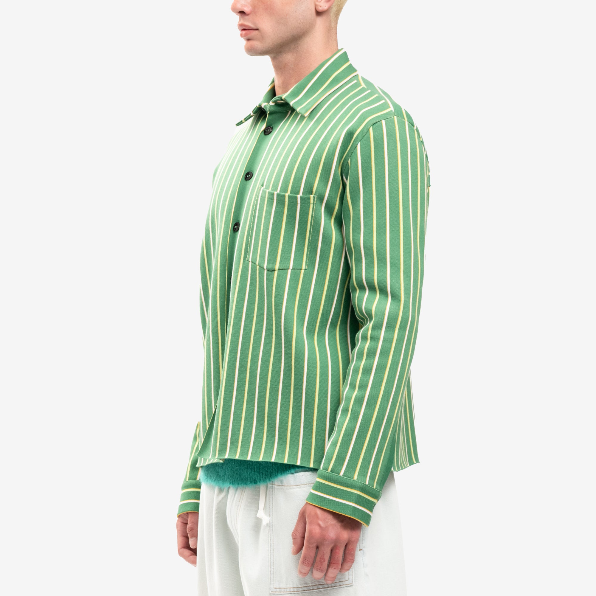 MARNI Intarsia Stripe Boxy Shirt Sea Green - 3