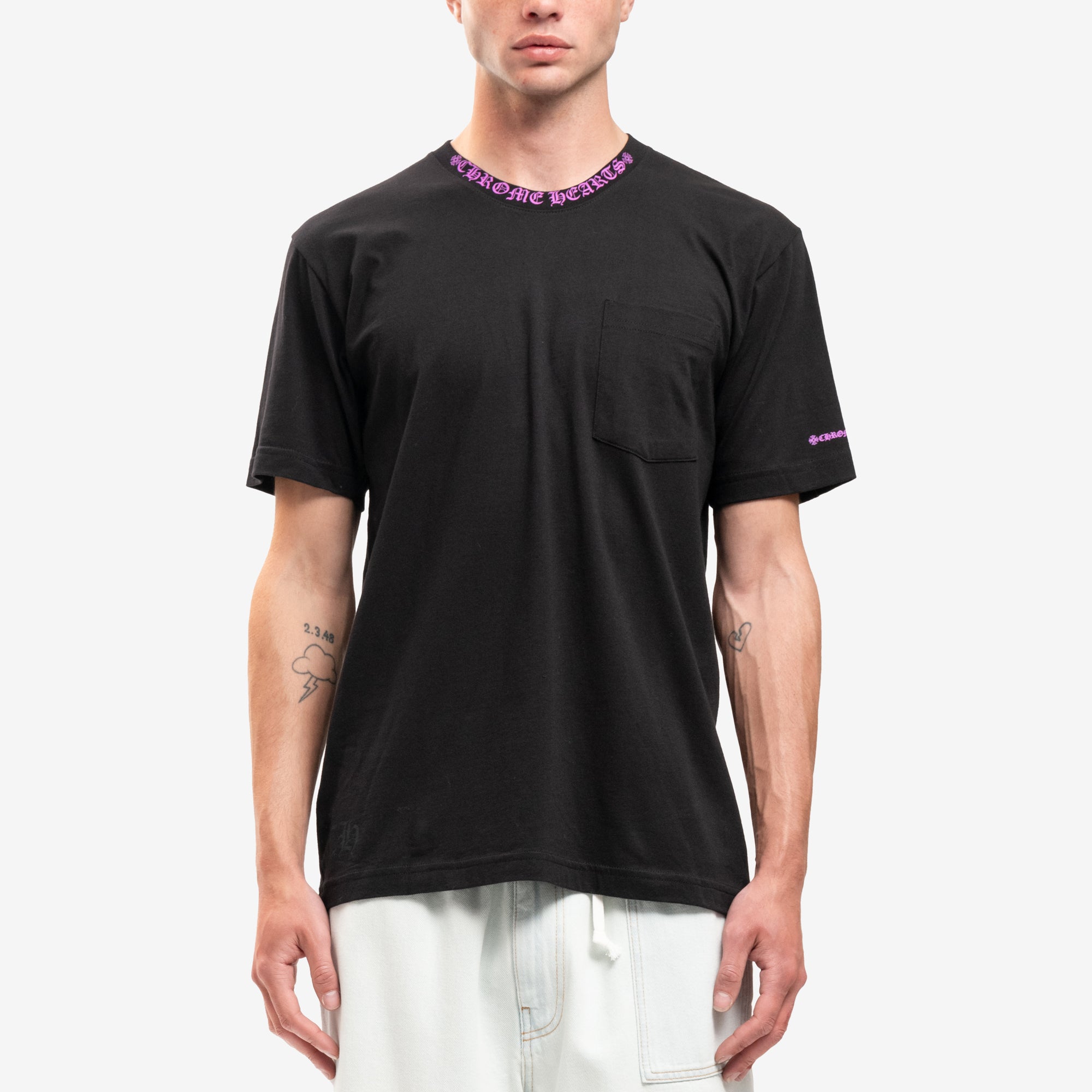 Chrome Hearts Purple Collar Script T-Shirt Black - 1