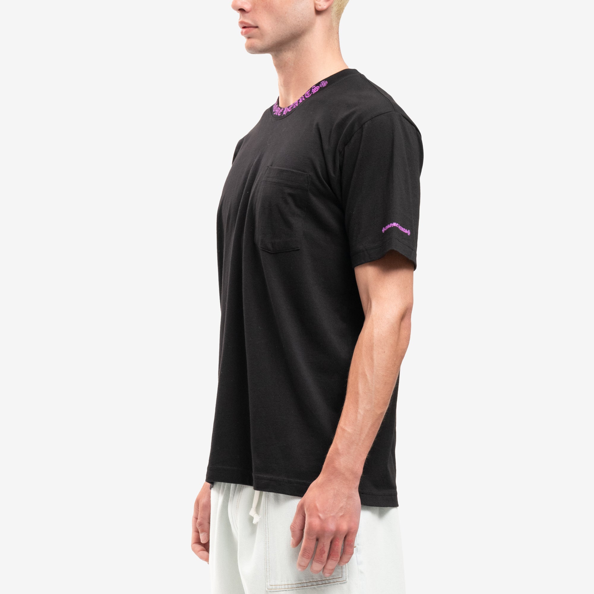 Chrome Hearts Purple Collar Script T-Shirt Black - 3