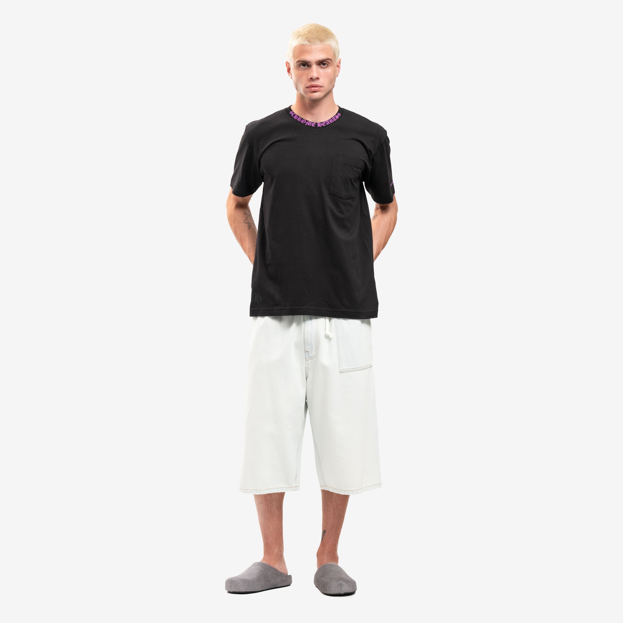 Chrome Hearts Purple Collar Script T-Shirt Black - 2