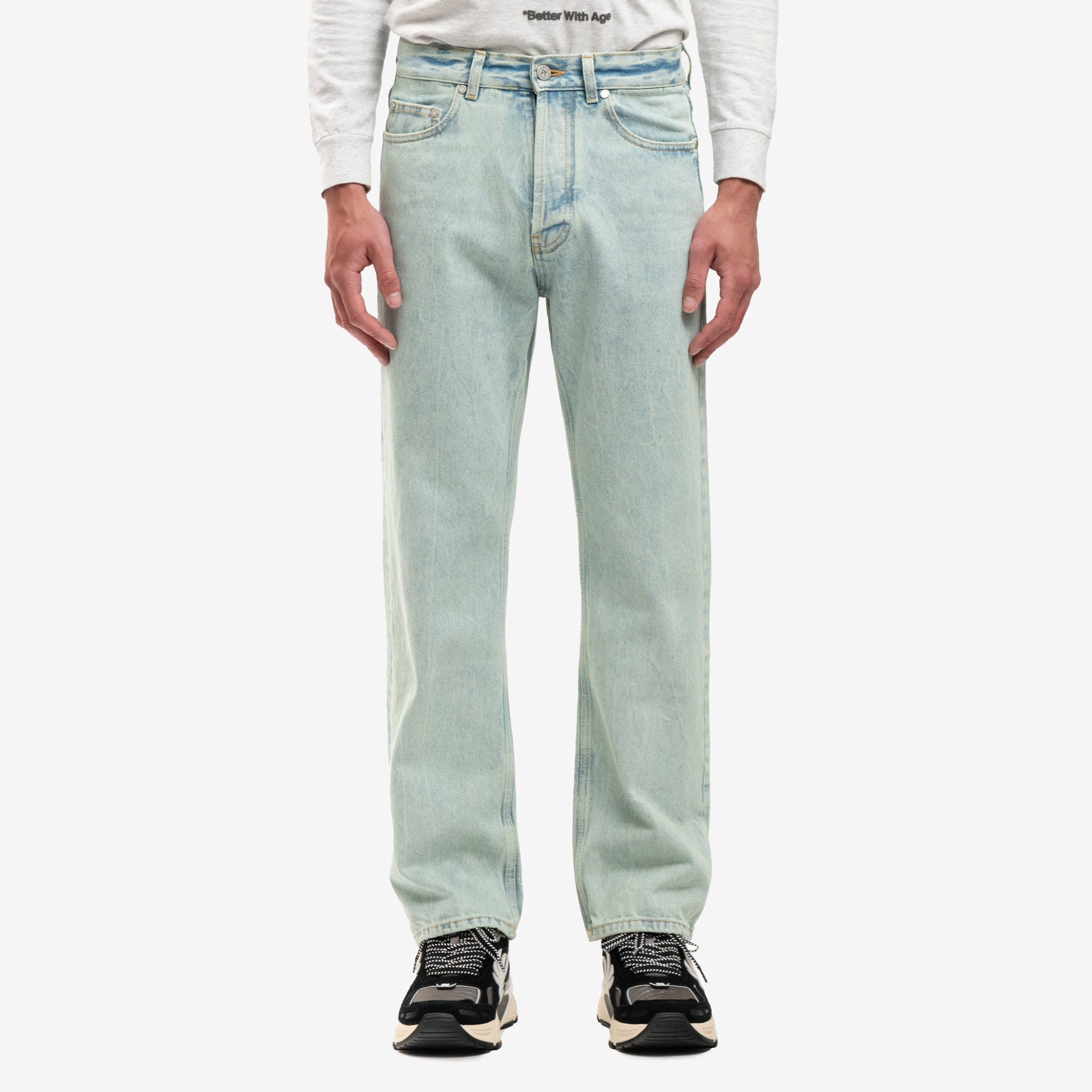 Palm Angels Overdyed Logo Denim Pants Mint - 1