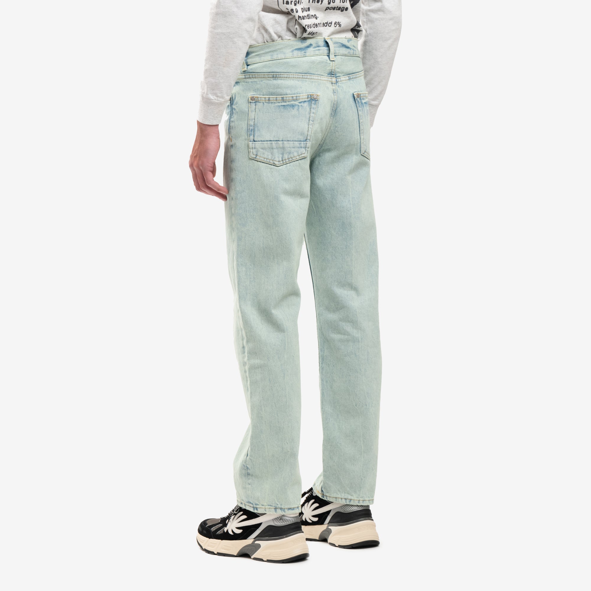 Palm Angels Overdyed Logo Denim Pants Mint - 4