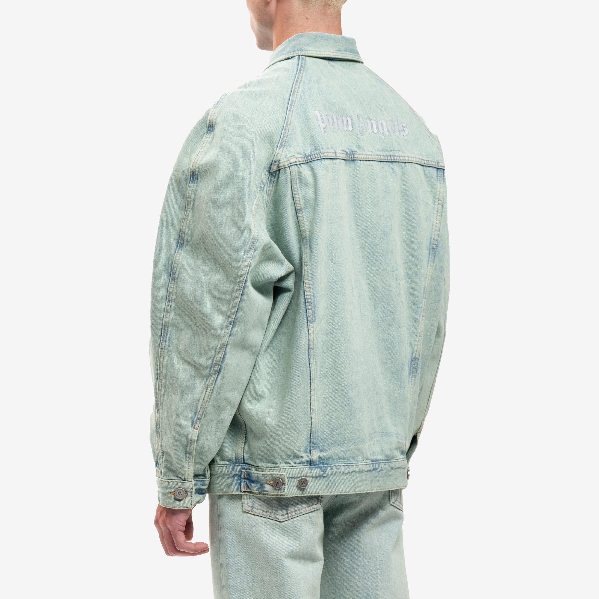 Palm Angels Overdyed Logo Denim Jacket Mint - 4