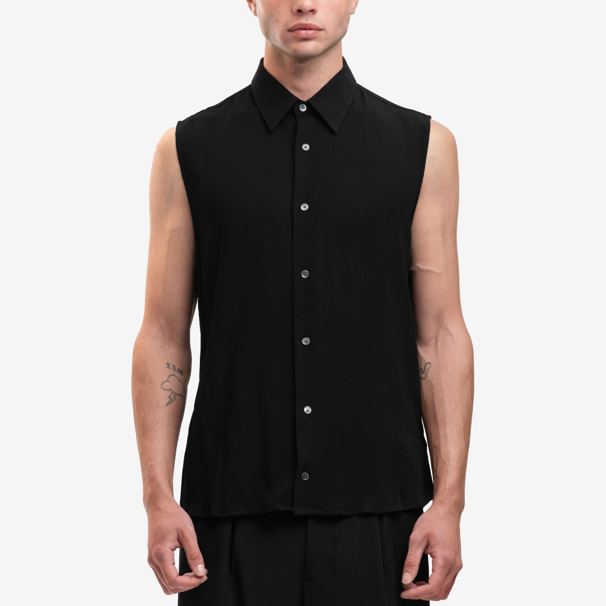 AMI Chemise Fit Sleeveless Shirt Black - 1