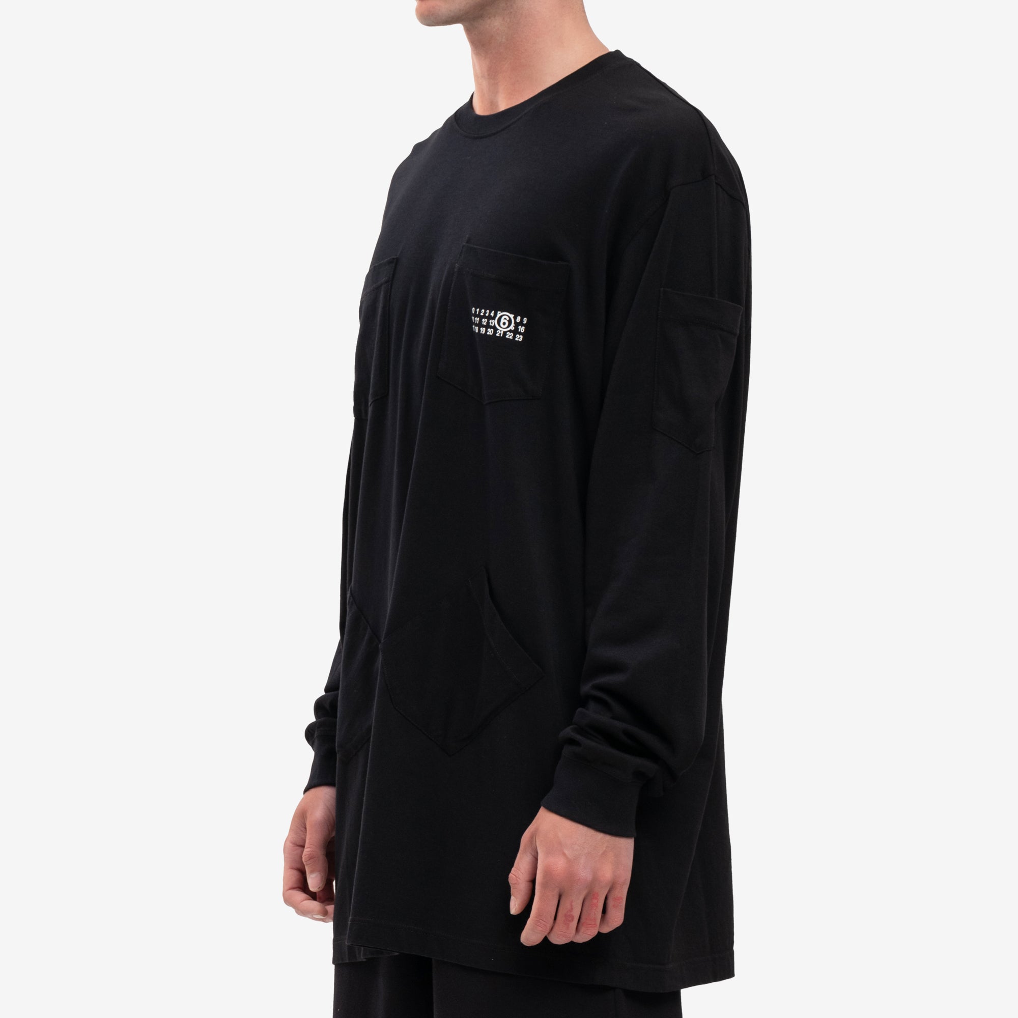 MM6 Long Sleeve Pocket T-Shirt Black - 3