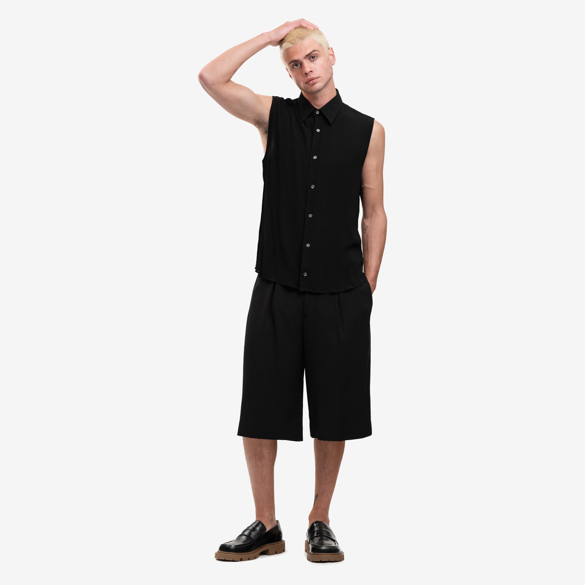 AMI Chemise Fit Sleeveless Shirt Black - 2