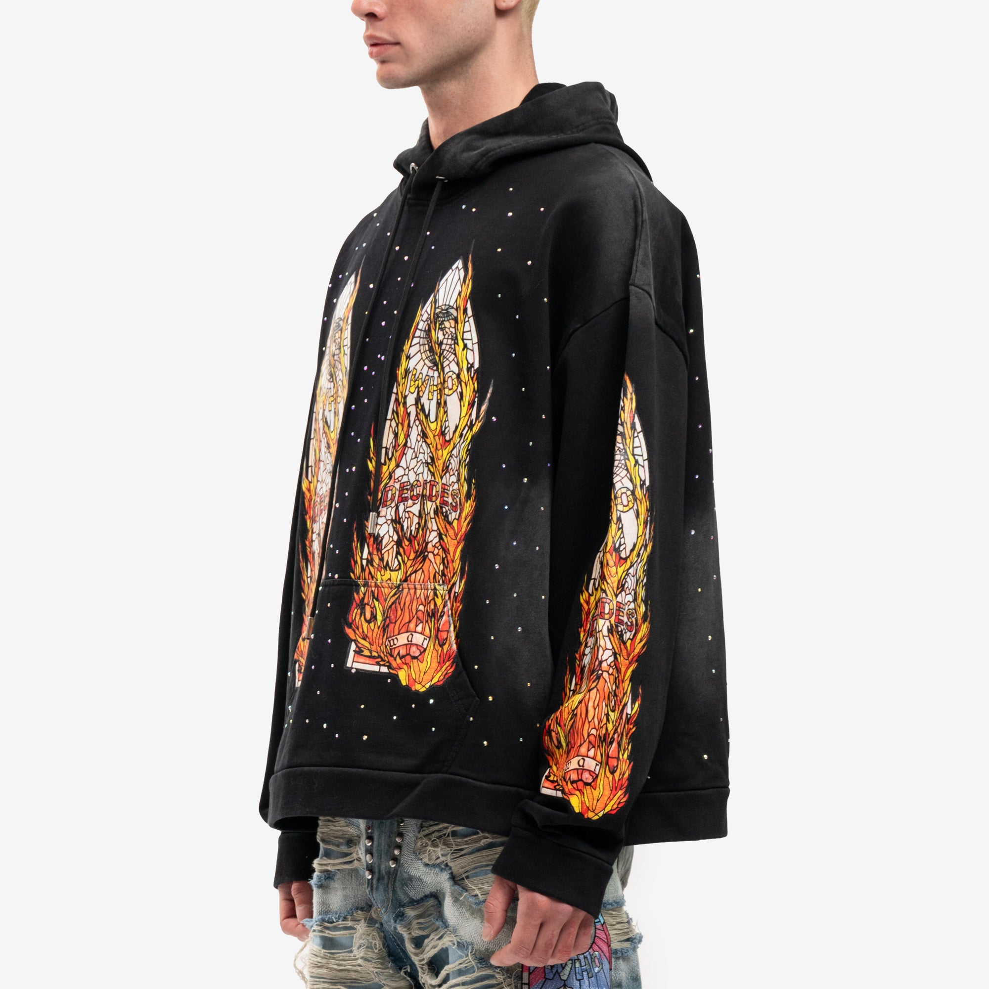 Who Decides War Flames Glass Hoody Coal - 3