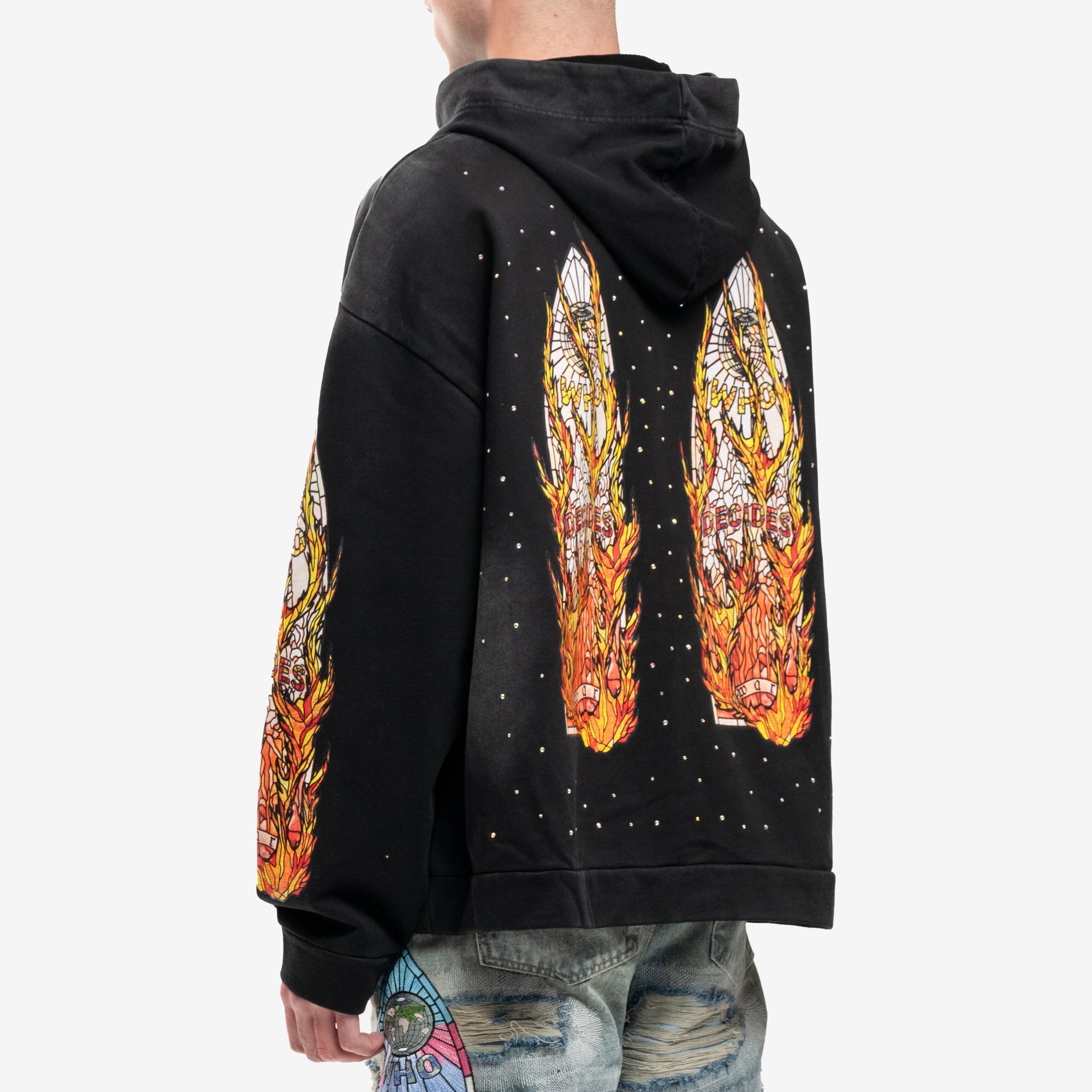 Who Decides War Flames Glass Hoody Coal - 4