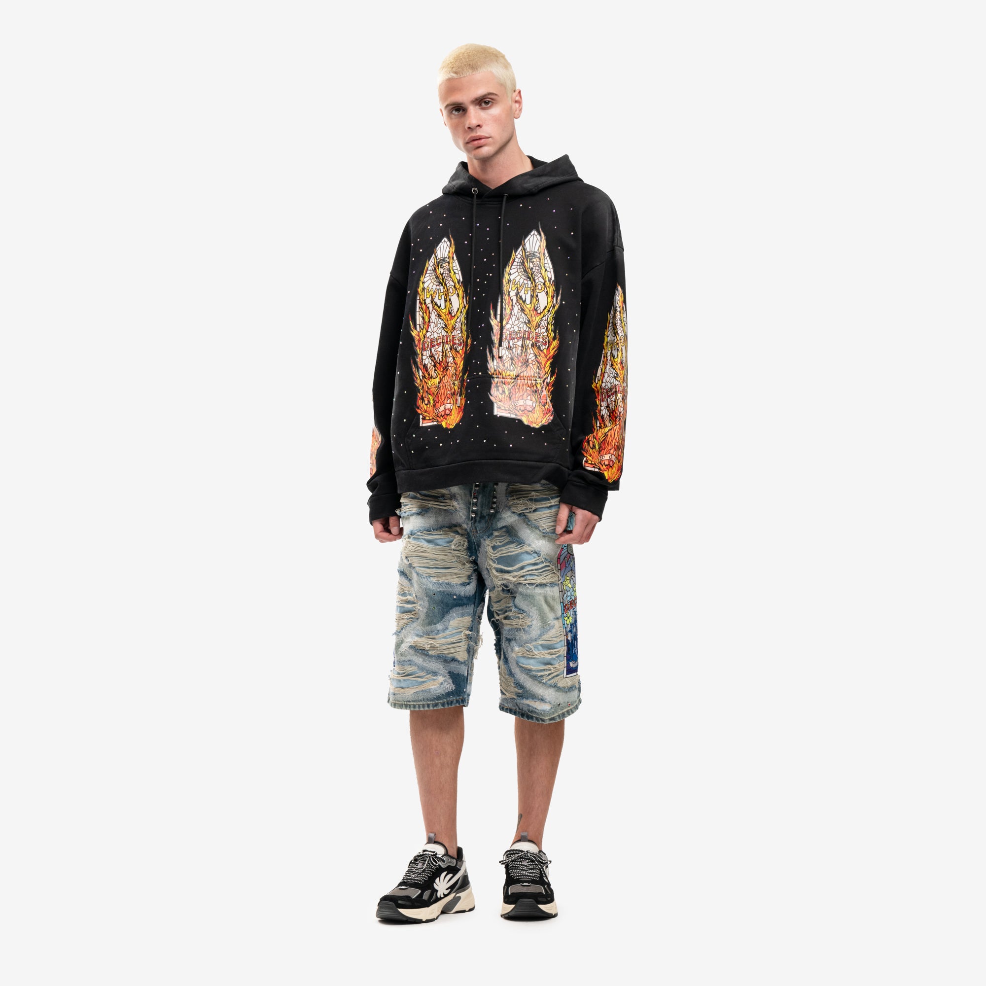 Who Decides War Flames Glass Hoody Coal - 2