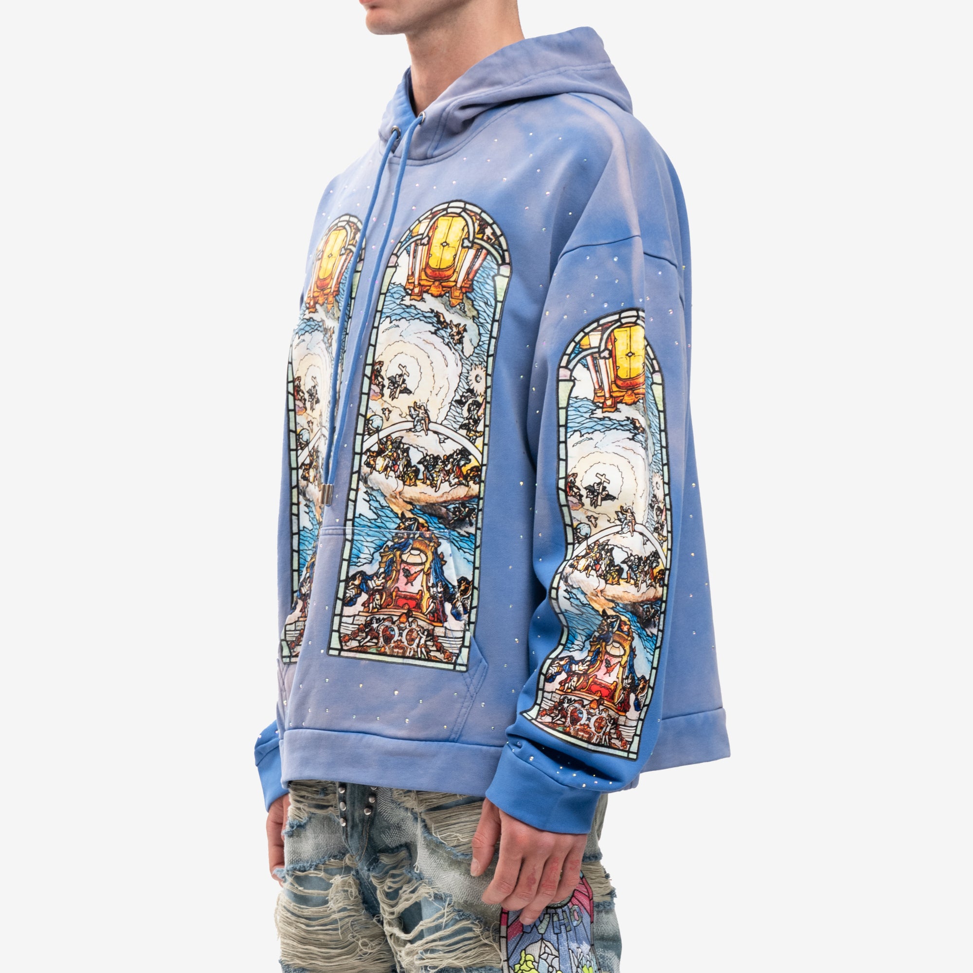 Who Decides War Chalice Embroidered Hoody Indigo - 3