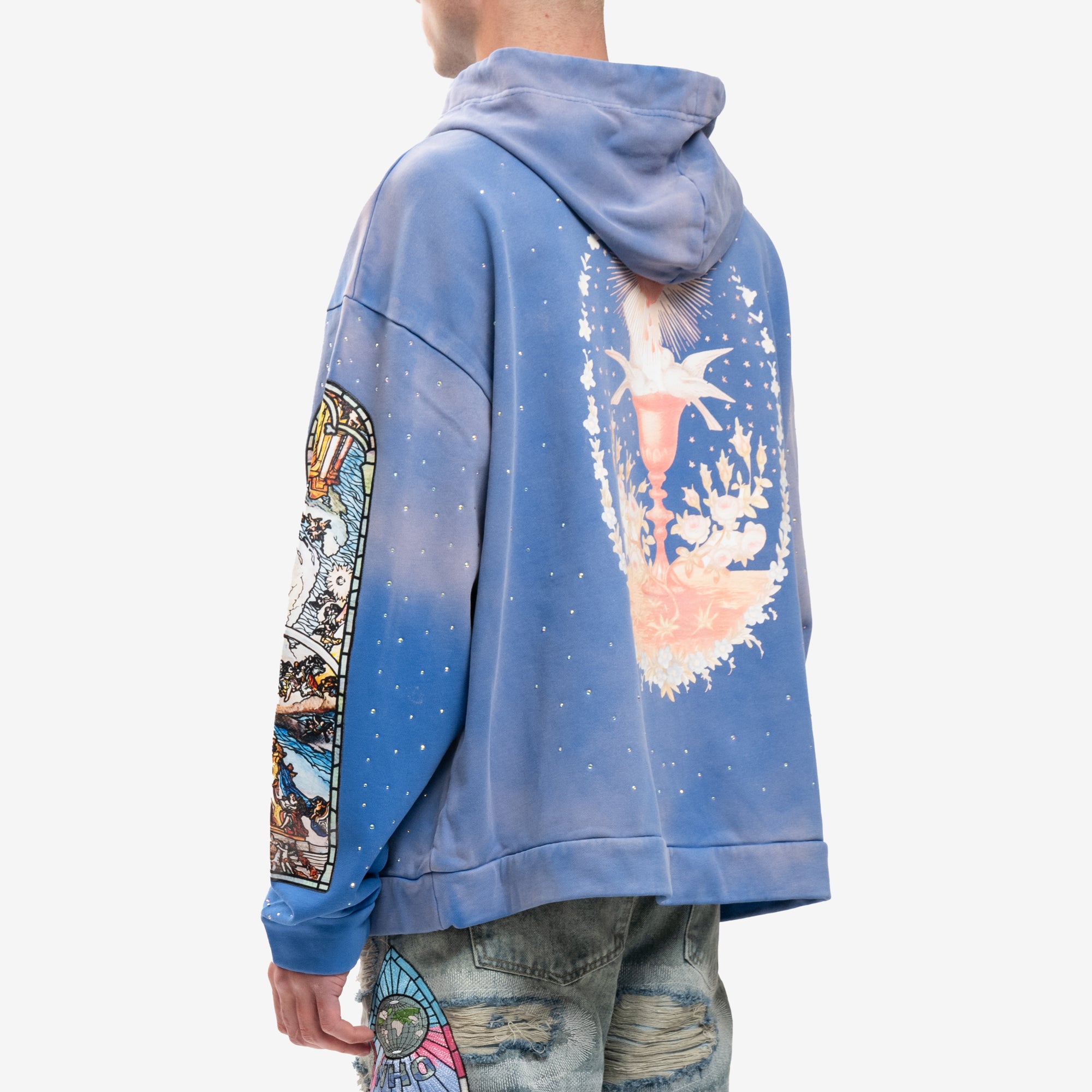 Who Decides War Chalice Embroidered Hoody Indigo - 4