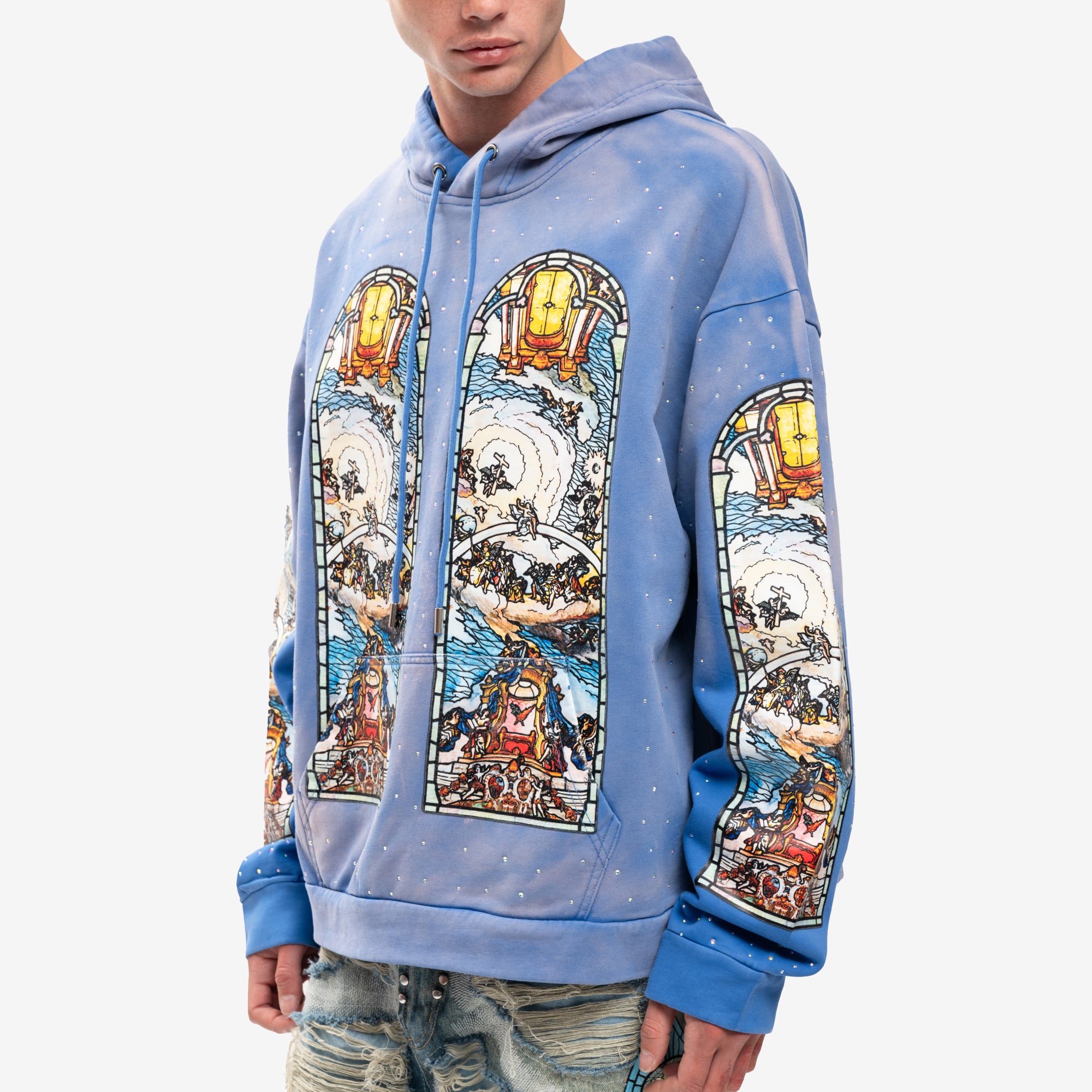 Who Decides War Chalice Embroidered Hoody Indigo - 5