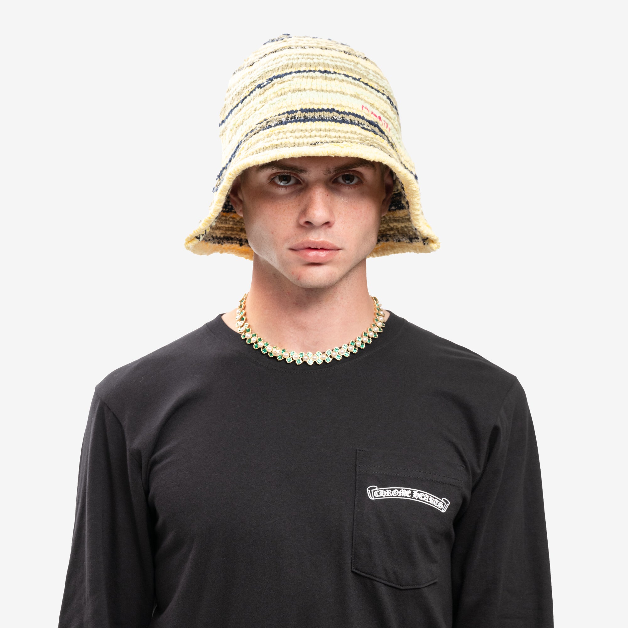 MARNI Striped Beanie India Yellow - 2